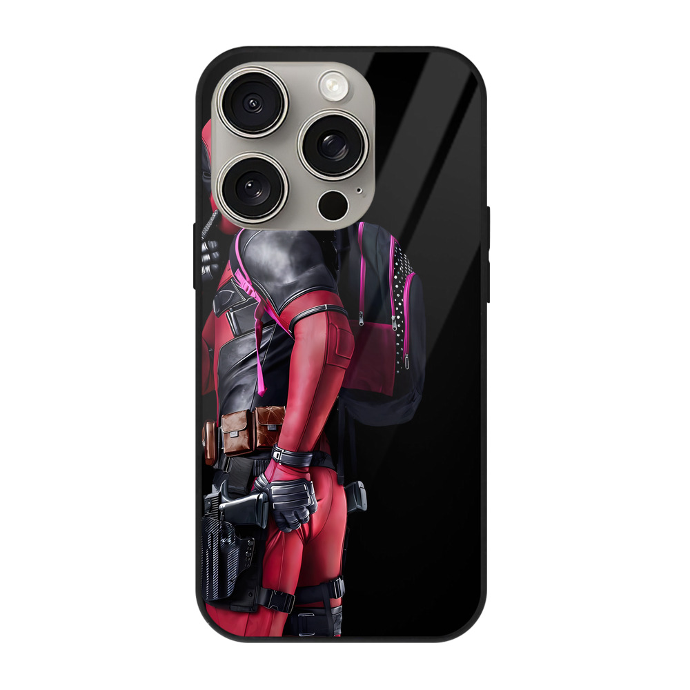 （画像用） Deadpool デッドプール 【iPhone15Pro対応】スマホケース 耐衝撃＆黄変防止 背面ガラス