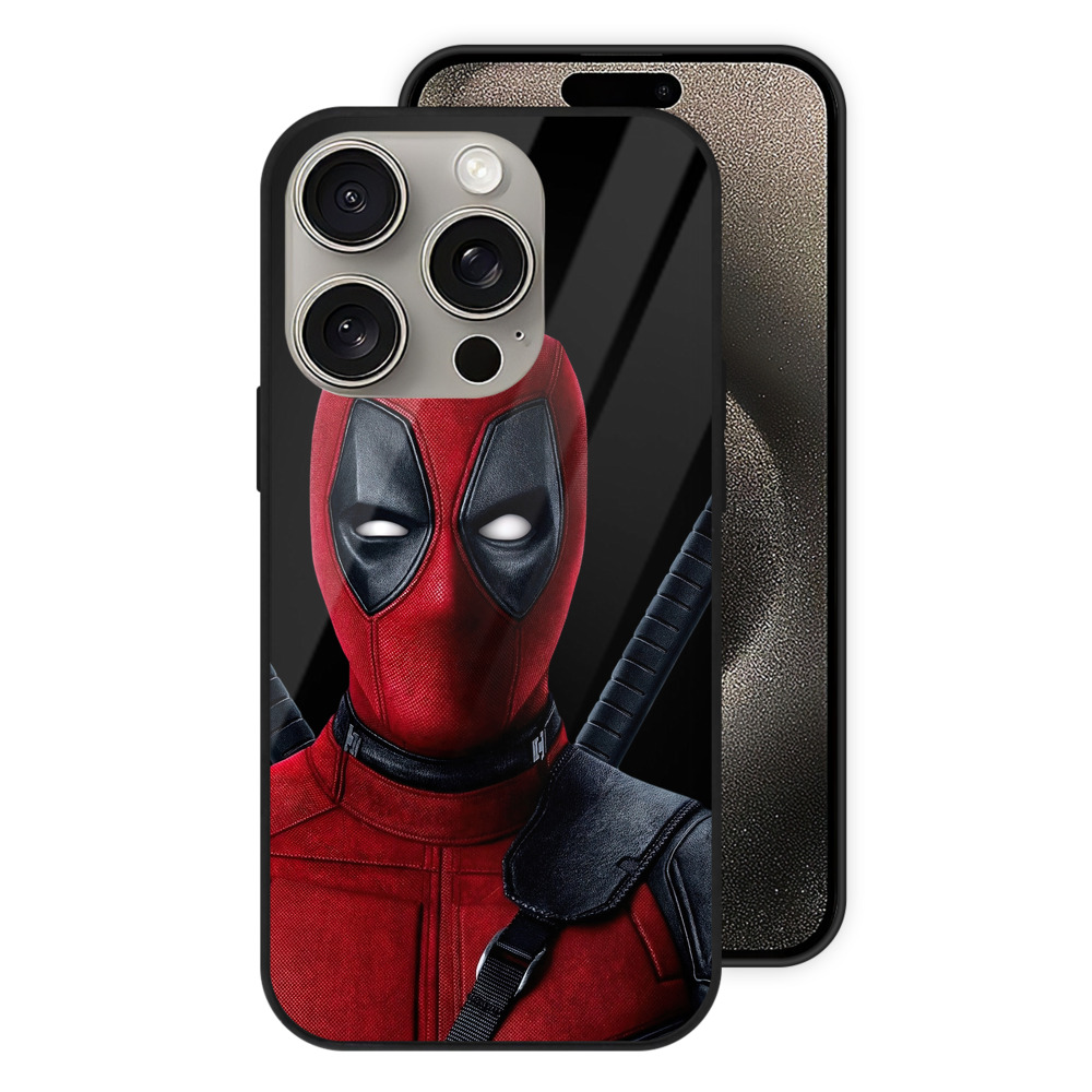 （画像用） Deadpool デッドプール 【iPhone15Pro対応】スマホケース 耐衝撃＆黄変防止 背面ガラス
