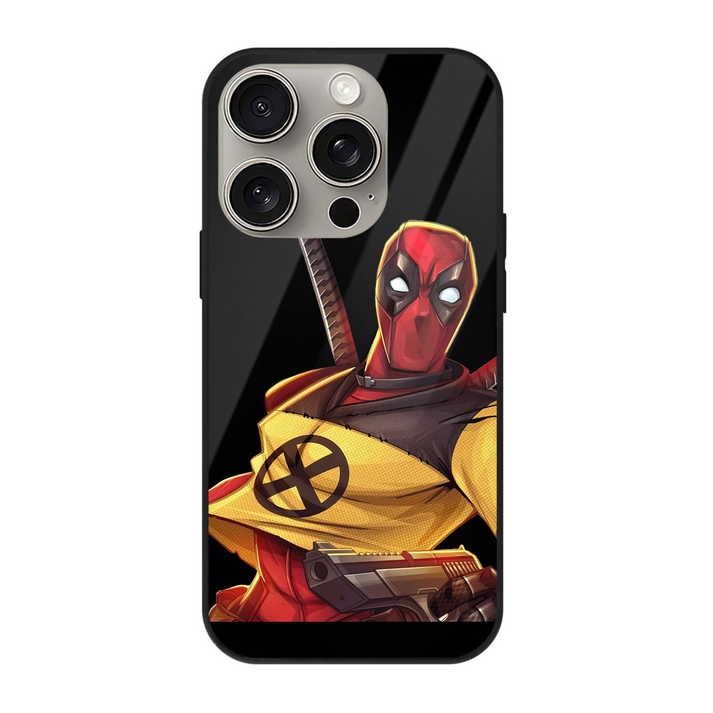 （画像用） Deadpool デッドプール 【iPhone15Pro対応】スマホケース 耐衝撃＆黄変防止 背面ガラス