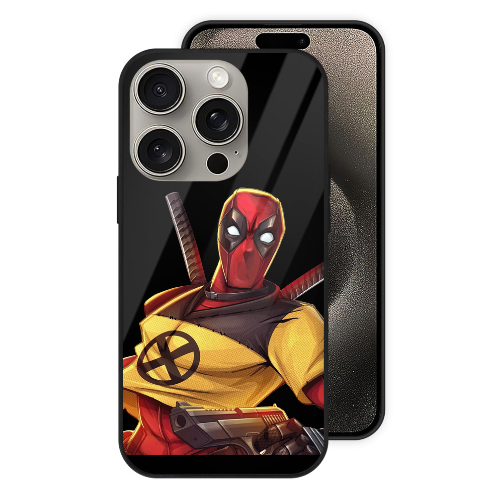 （画像用） Deadpool デッドプール 【iPhone15Pro対応】スマホケース 耐衝撃＆黄変防止 背面ガラス