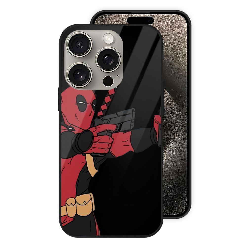 （画像用） Deadpool デッドプール 【iPhone15Pro対応】スマホケース 耐衝撃＆黄変防止 背面ガラス