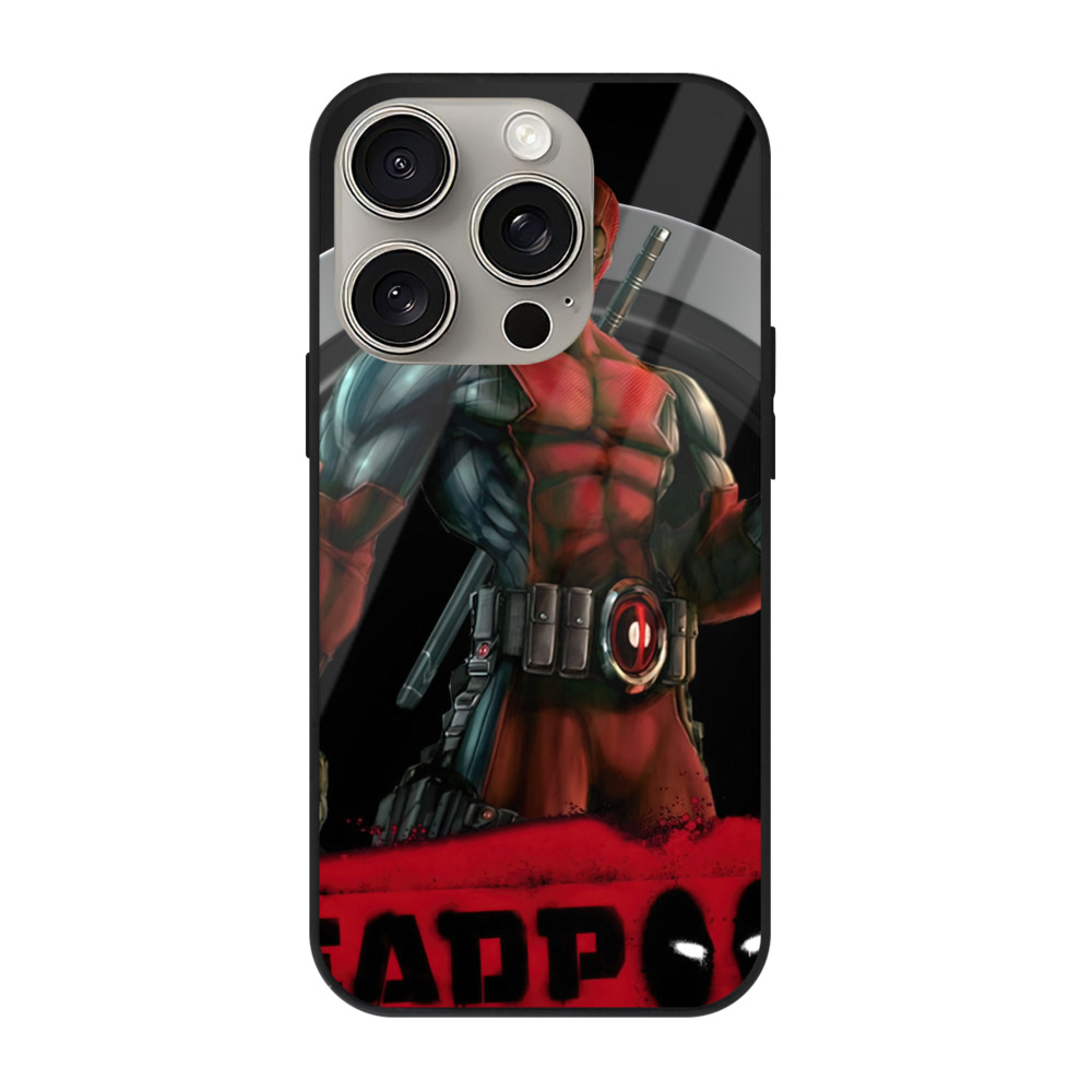 （画像用） Deadpool デッドプール 【iPhone15Pro対応】スマホケース 耐衝撃＆黄変防止 背面ガラス