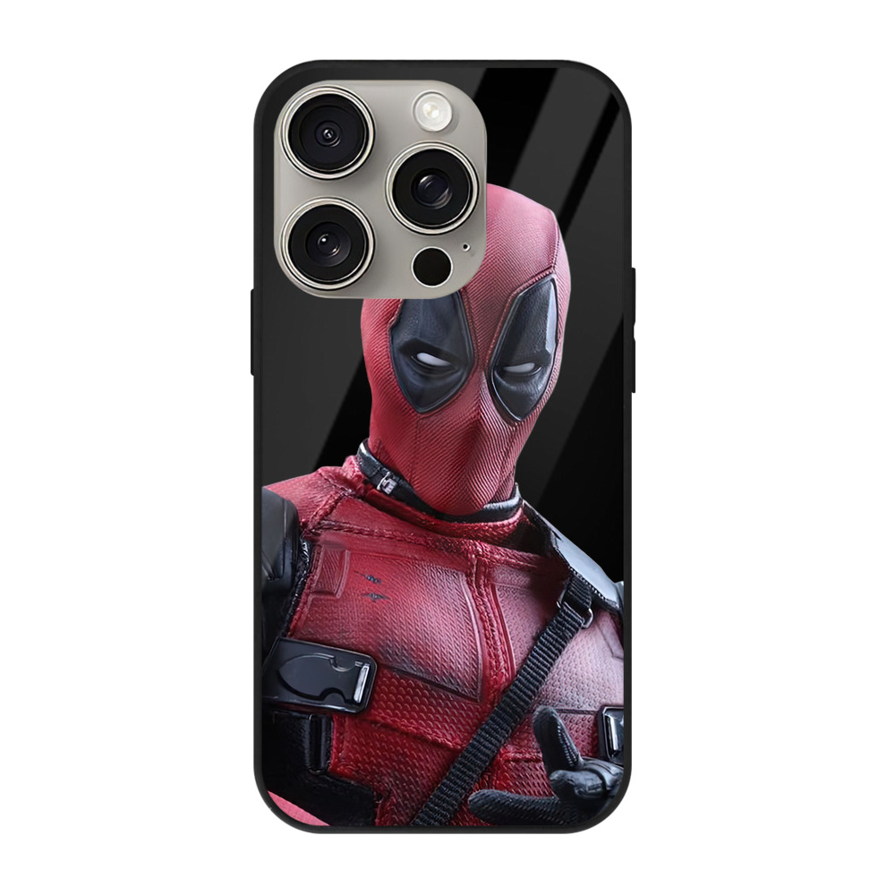 （画像用） Deadpool デッドプール 【iPhone15Pro対応】スマホケース 耐衝撃＆黄変防止 背面ガラス