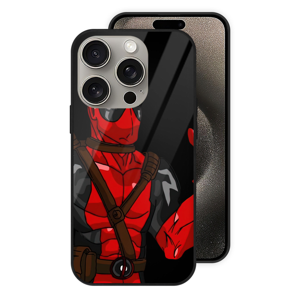 （画像用） Deadpool デッドプール 【iPhone15Pro対応】スマホケース 耐衝撃＆黄変防止 背面ガラス