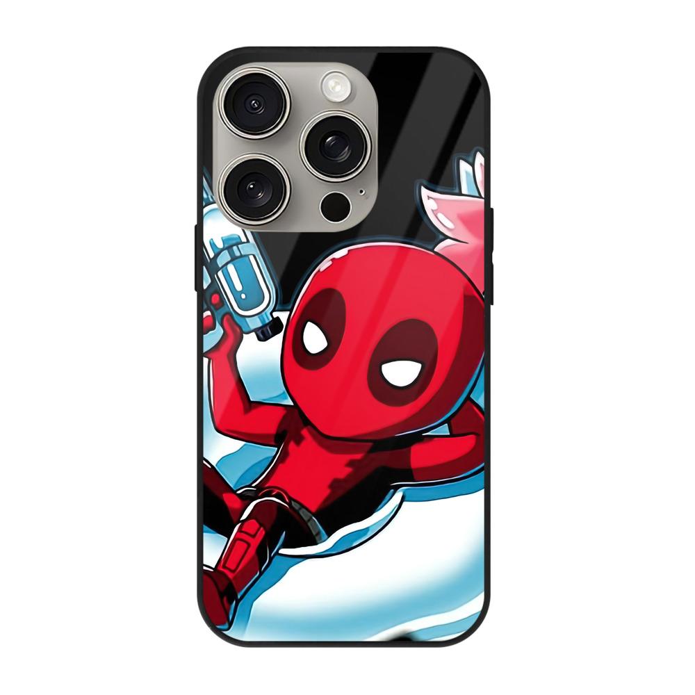 （画像用） Deadpool デッドプール 【iPhone15Pro対応】スマホケース 耐衝撃＆黄変防止 背面ガラス
