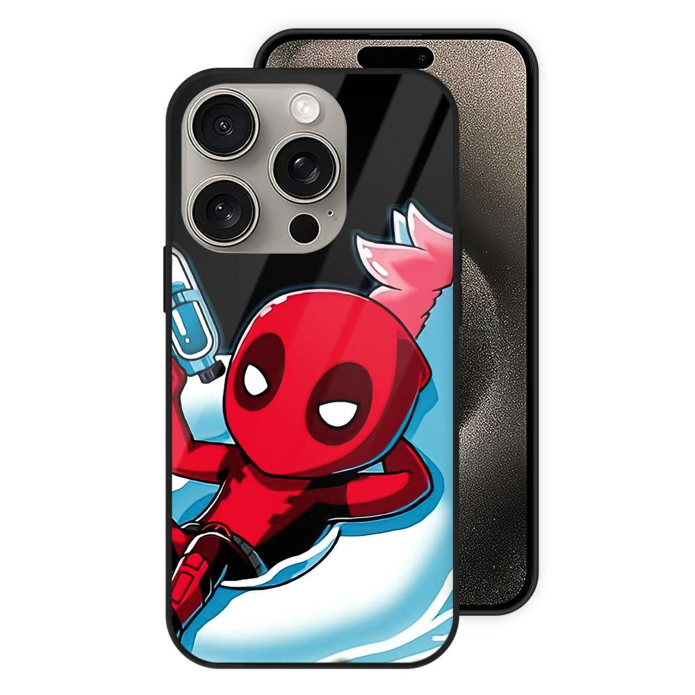 （画像用） Deadpool デッドプール 【iPhone15Pro対応】スマホケース 耐衝撃＆黄変防止 背面ガラス