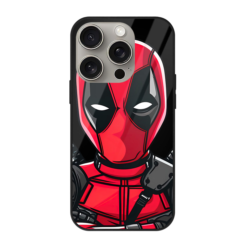 （画像用） Deadpool デッドプール 【iPhone15Pro対応】スマホケース 耐衝撃＆黄変防止 背面ガラス