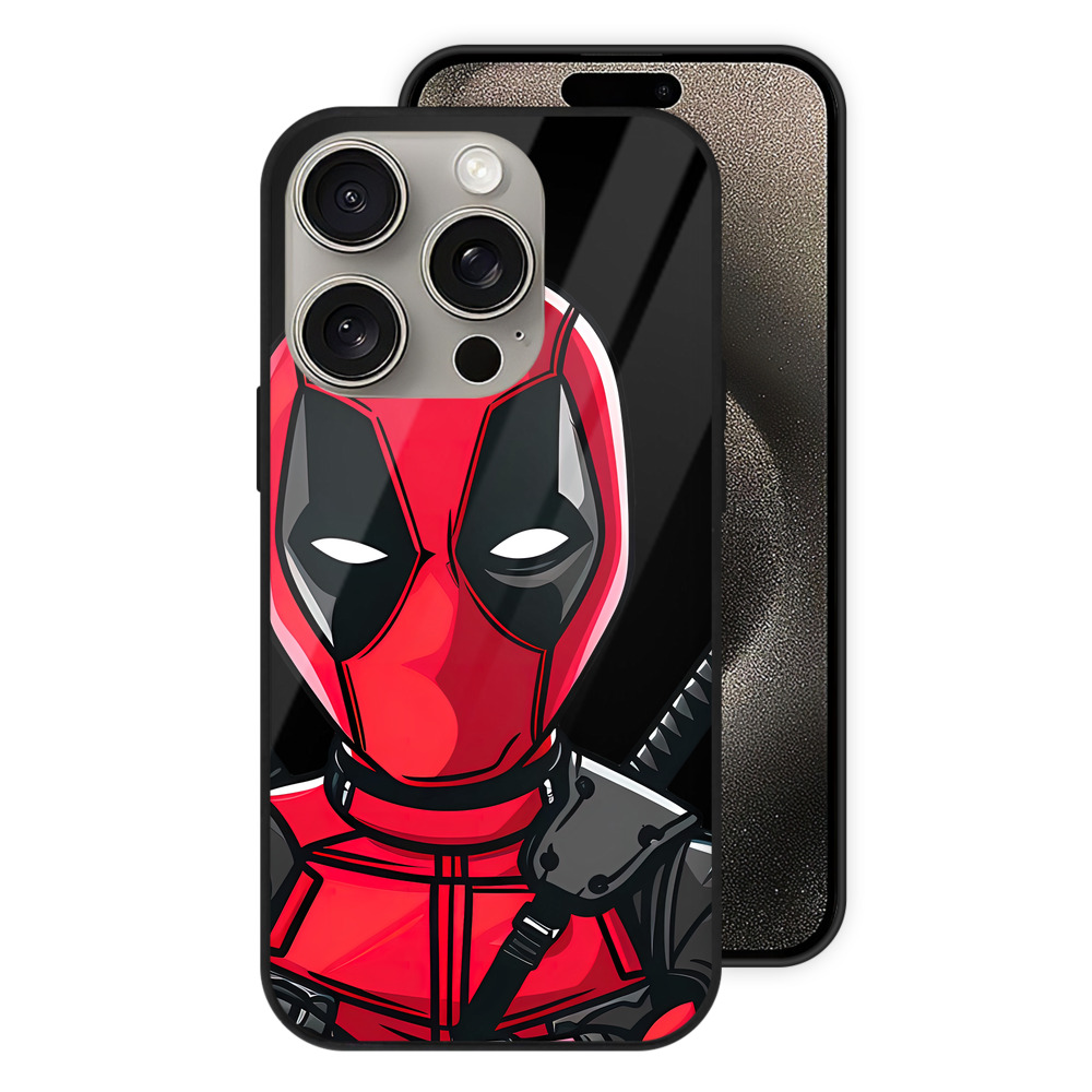 （画像用） Deadpool デッドプール 【iPhone15Pro対応】スマホケース 耐衝撃＆黄変防止 背面ガラス