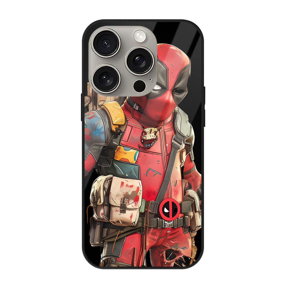 （画像用） Deadpool デッドプール 【iPhone15Pro対応】スマホケース 耐衝撃＆黄変防止 背面ガラス