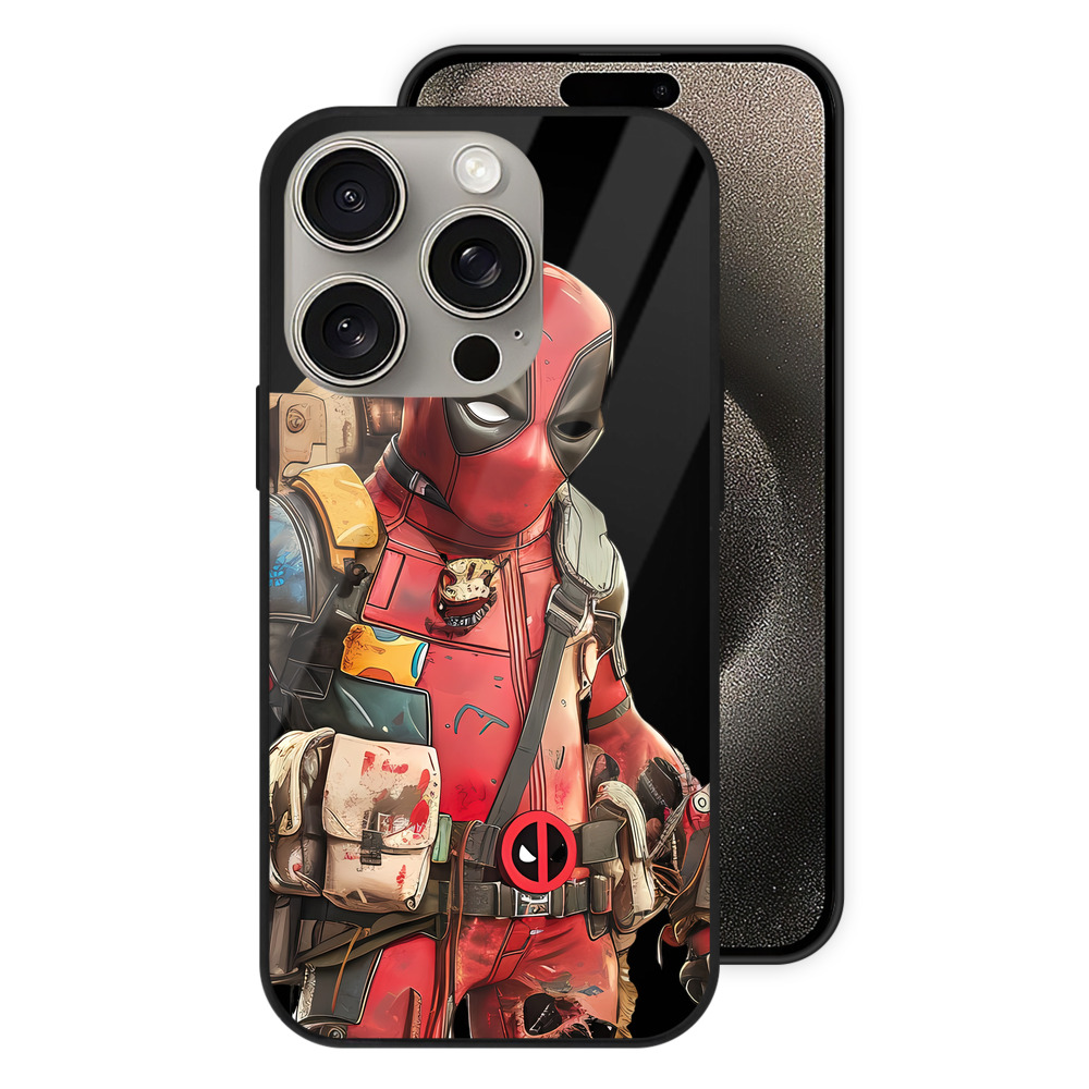 （画像用） Deadpool デッドプール 【iPhone15Pro対応】スマホケース 耐衝撃＆黄変防止 背面ガラス
