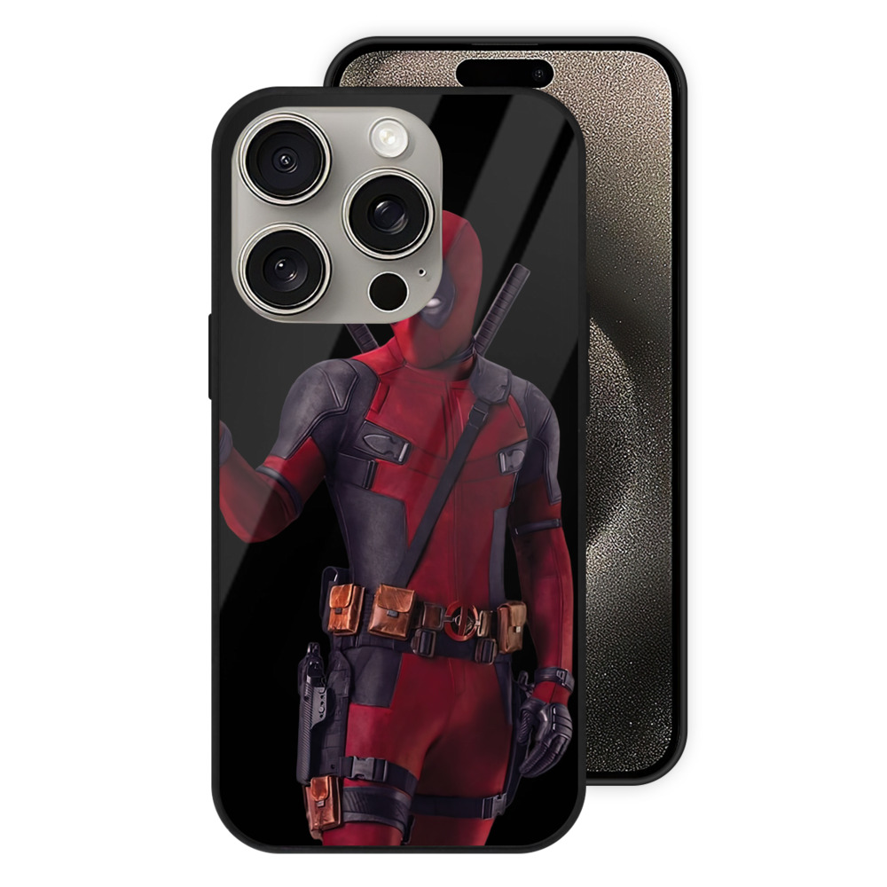 Deadpool デッドプール 【iPhone15Pro対応】スマホケース 耐衝撃＆黄変防止 背面ガラス