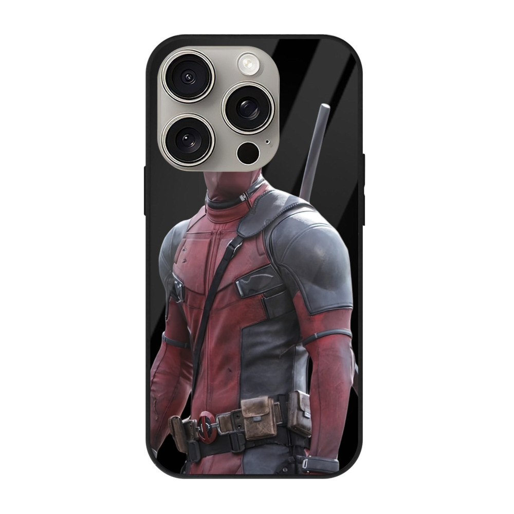 （画像用） Deadpool デッドプール 【iPhone15Pro対応】スマホケース 耐衝撃＆黄変防止 背面ガラス