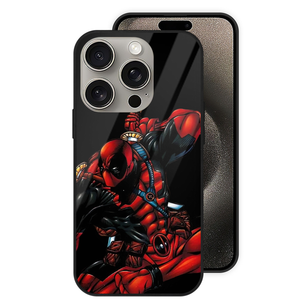 （画像用） Deadpool デッドプール 【iPhone15Pro対応】スマホケース 耐衝撃＆黄変防止 背面ガラス