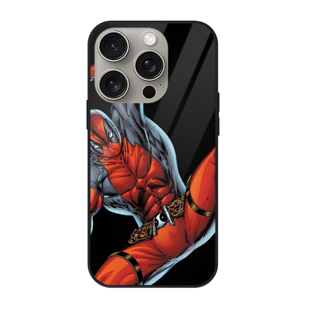 （画像用） Deadpool デッドプール 【iPhone15Pro対応】スマホケース 耐衝撃＆黄変防止 背面ガラス