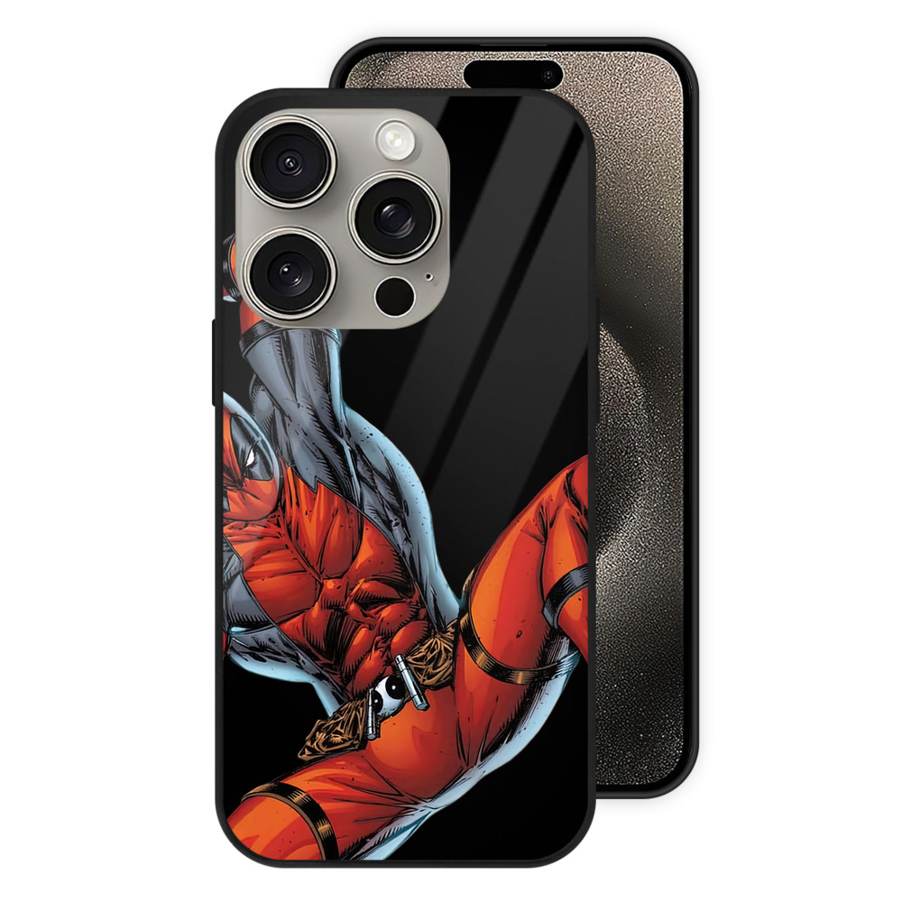（画像用） Deadpool デッドプール 【iPhone15Pro対応】スマホケース 耐衝撃＆黄変防止 背面ガラス