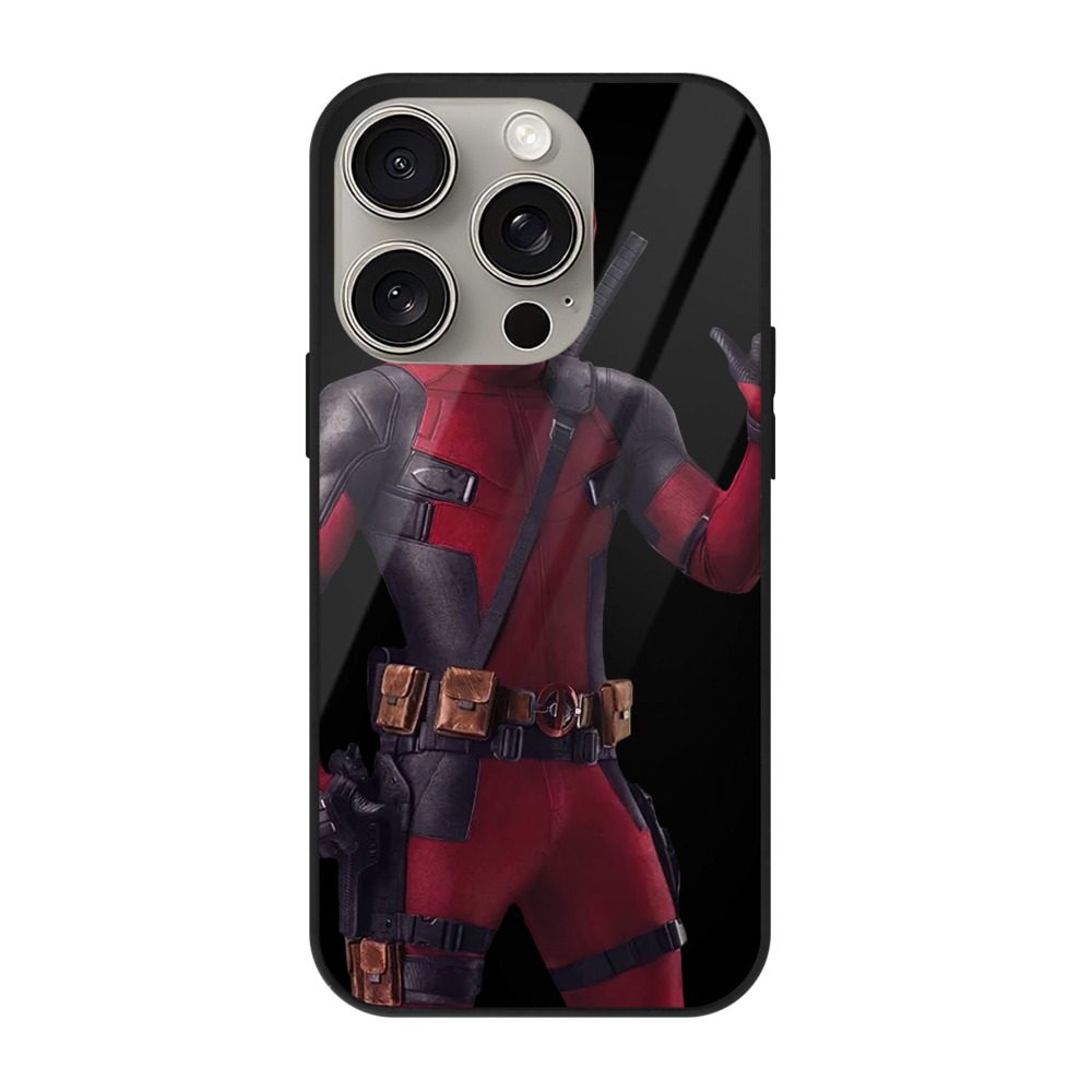 （画像用） Deadpool デッドプール 【iPhone15Pro対応】スマホケース 耐衝撃＆黄変防止 背面ガラス