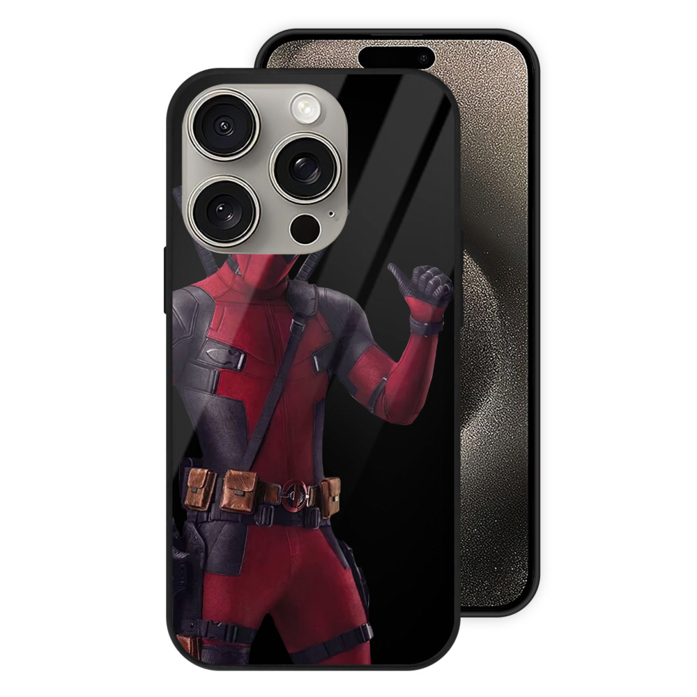 （画像用） Deadpool デッドプール 【iPhone15Pro対応】スマホケース 耐衝撃＆黄変防止 背面ガラス
