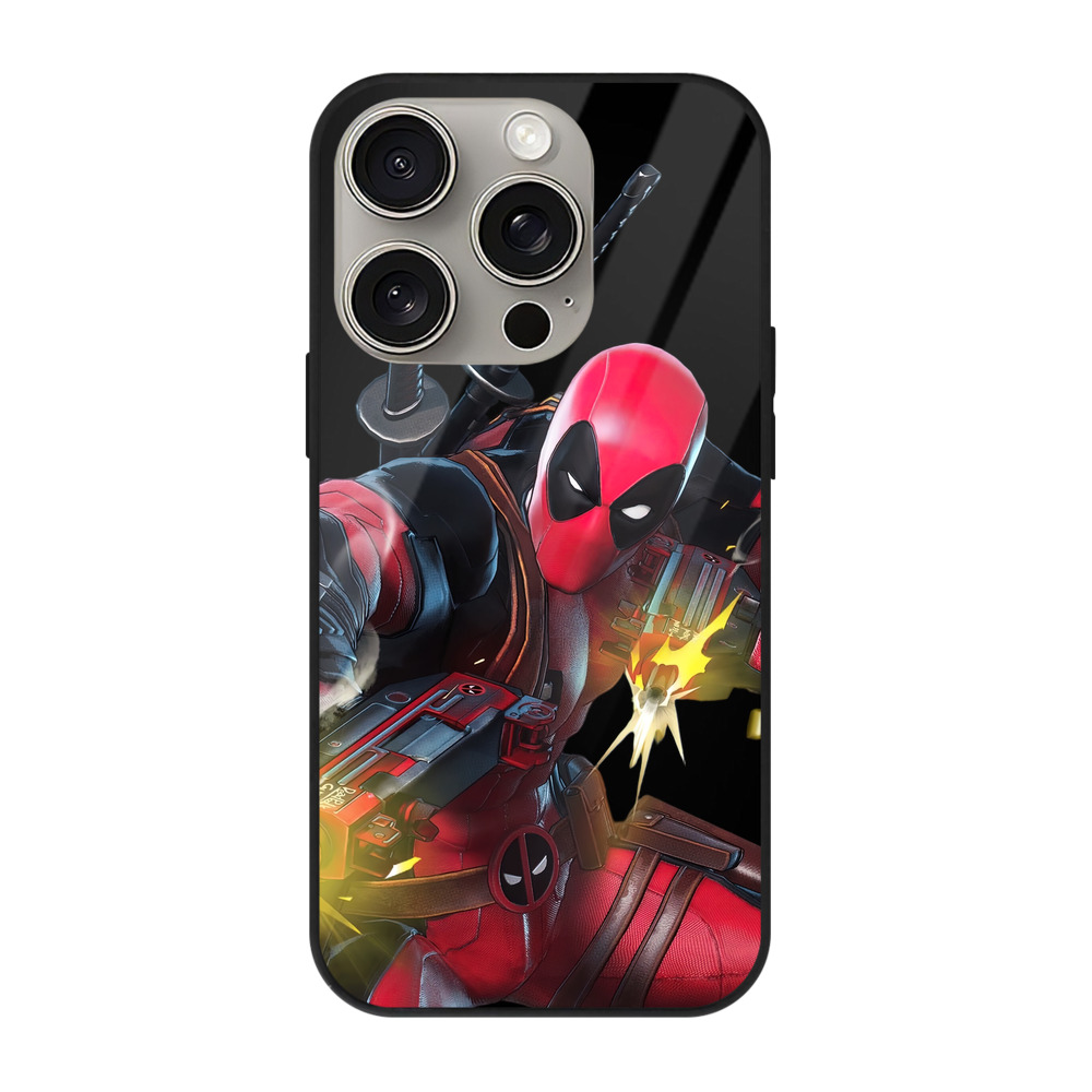 （画像用） Deadpool デッドプール 【iPhone15Pro対応】スマホケース 耐衝撃＆黄変防止 背面ガラス
