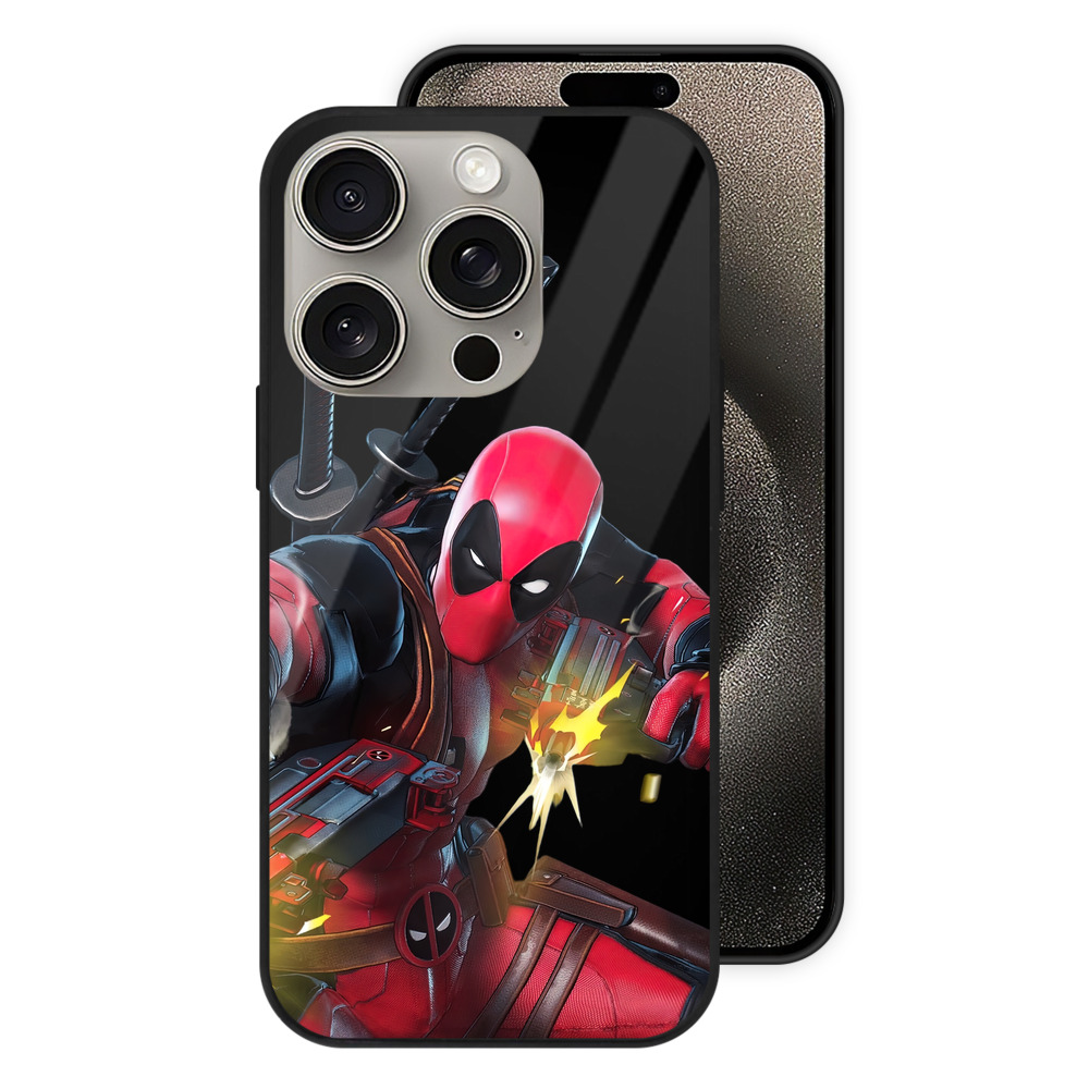 （画像用） Deadpool デッドプール 【iPhone15Pro対応】スマホケース 耐衝撃＆黄変防止 背面ガラス