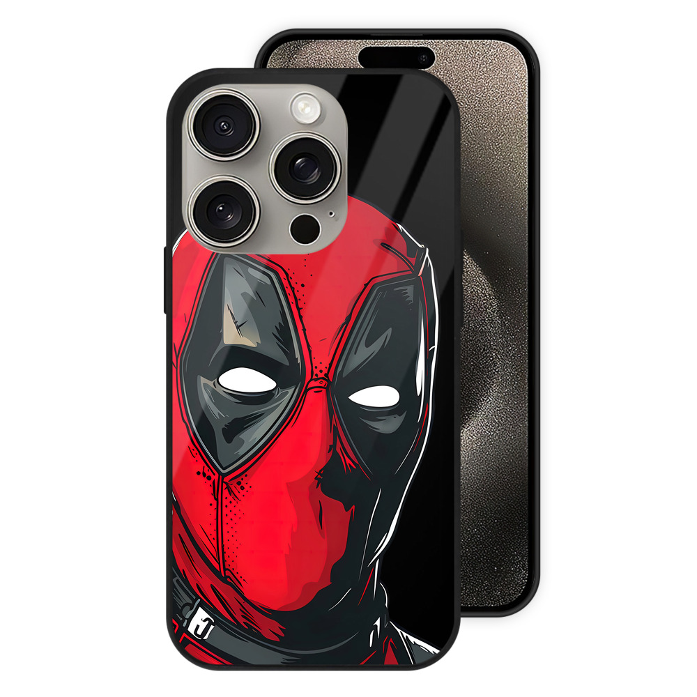（画像用） Deadpool デッドプール 【iPhone15Pro対応】スマホケース 耐衝撃＆黄変防止 背面ガラス