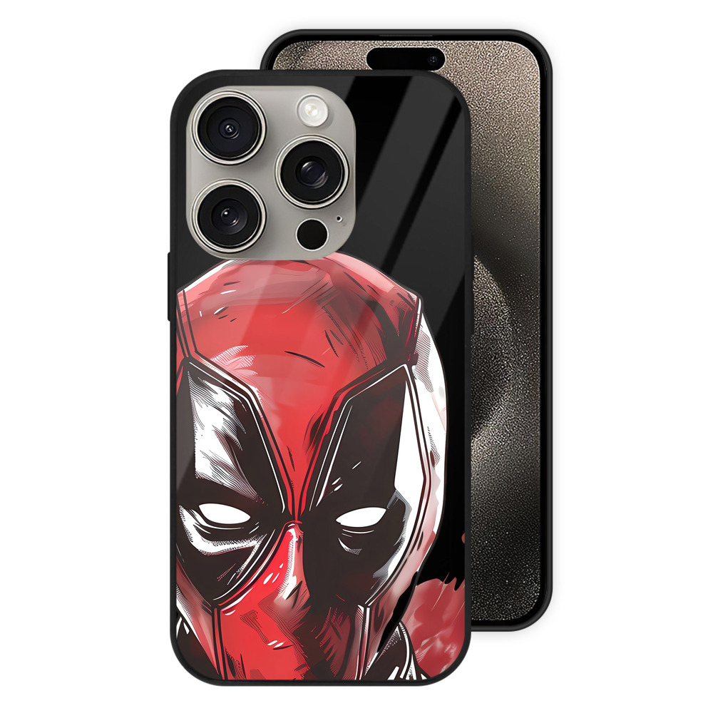 （画像用） Deadpool デッドプール 【iPhone15Pro対応】スマホケース 耐衝撃＆黄変防止 背面ガラス