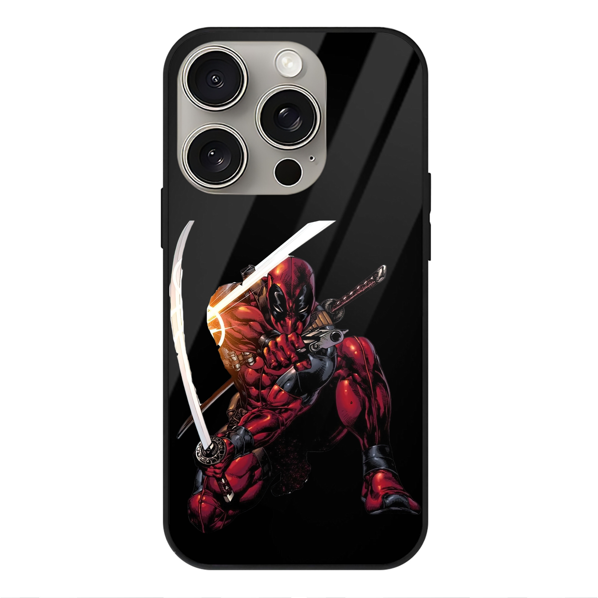 （画像用） Deadpool デッドプール 【iPhone15Pro対応】スマホケース 耐衝撃＆黄変防止 背面ガラス