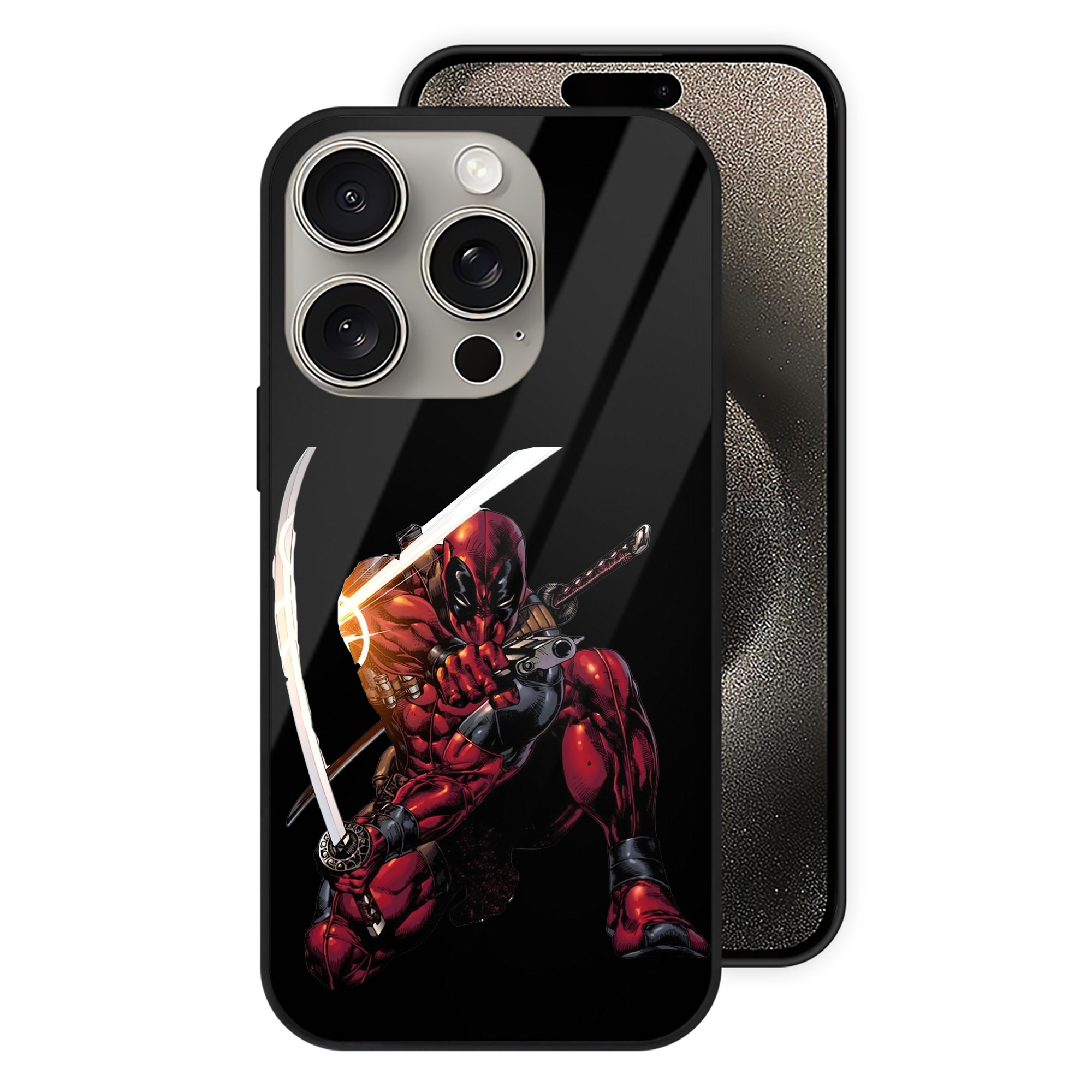 （画像用） Deadpool デッドプール 【iPhone15Pro対応】スマホケース 耐衝撃＆黄変防止 背面ガラス