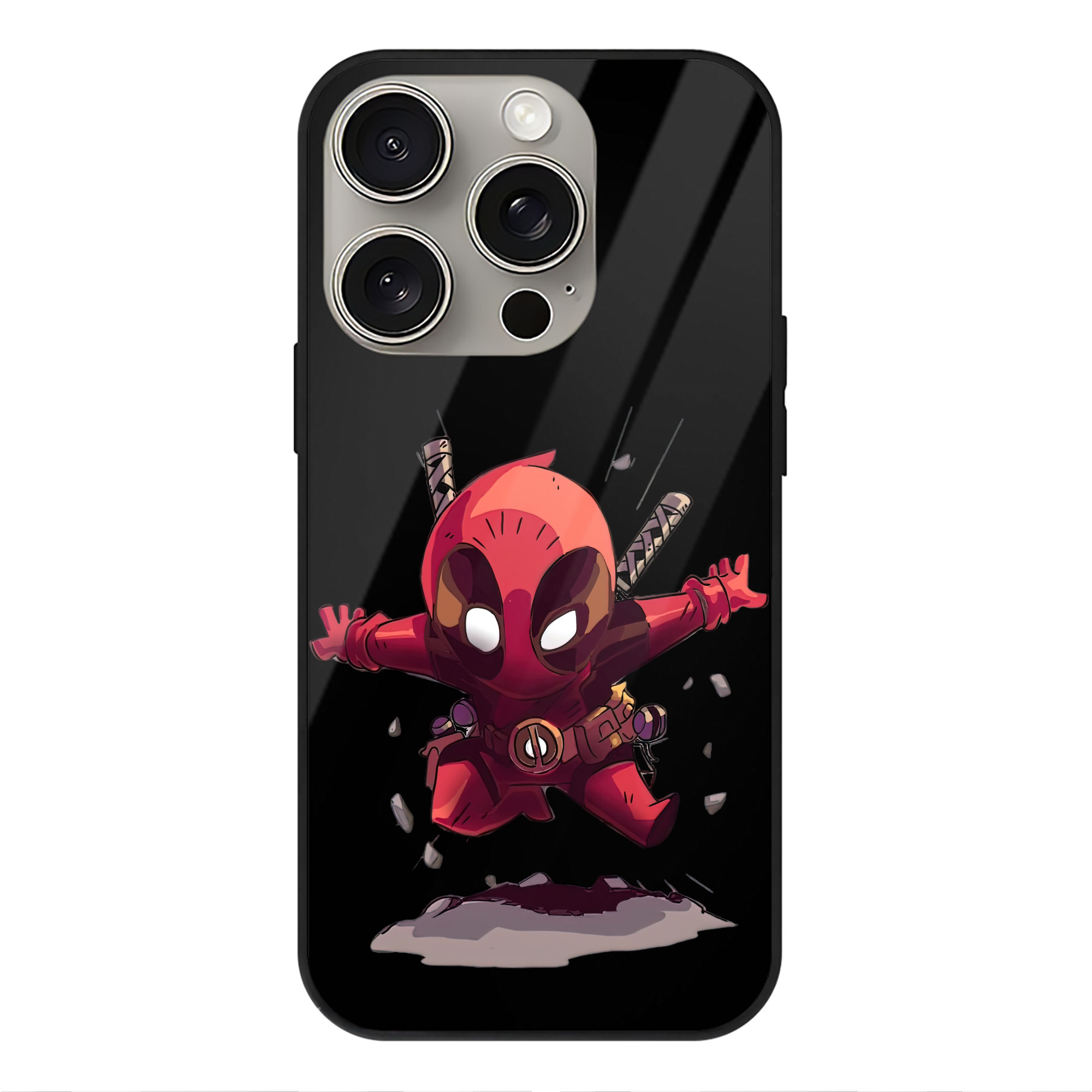 （画像用） Deadpool デッドプール 【iPhone15Pro対応】スマホケース 耐衝撃＆黄変防止 背面ガラス