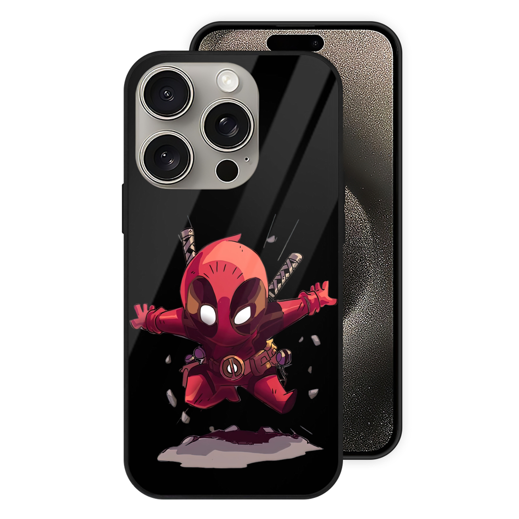 （画像用） Deadpool デッドプール 【iPhone15Pro対応】スマホケース 耐衝撃＆黄変防止 背面ガラス