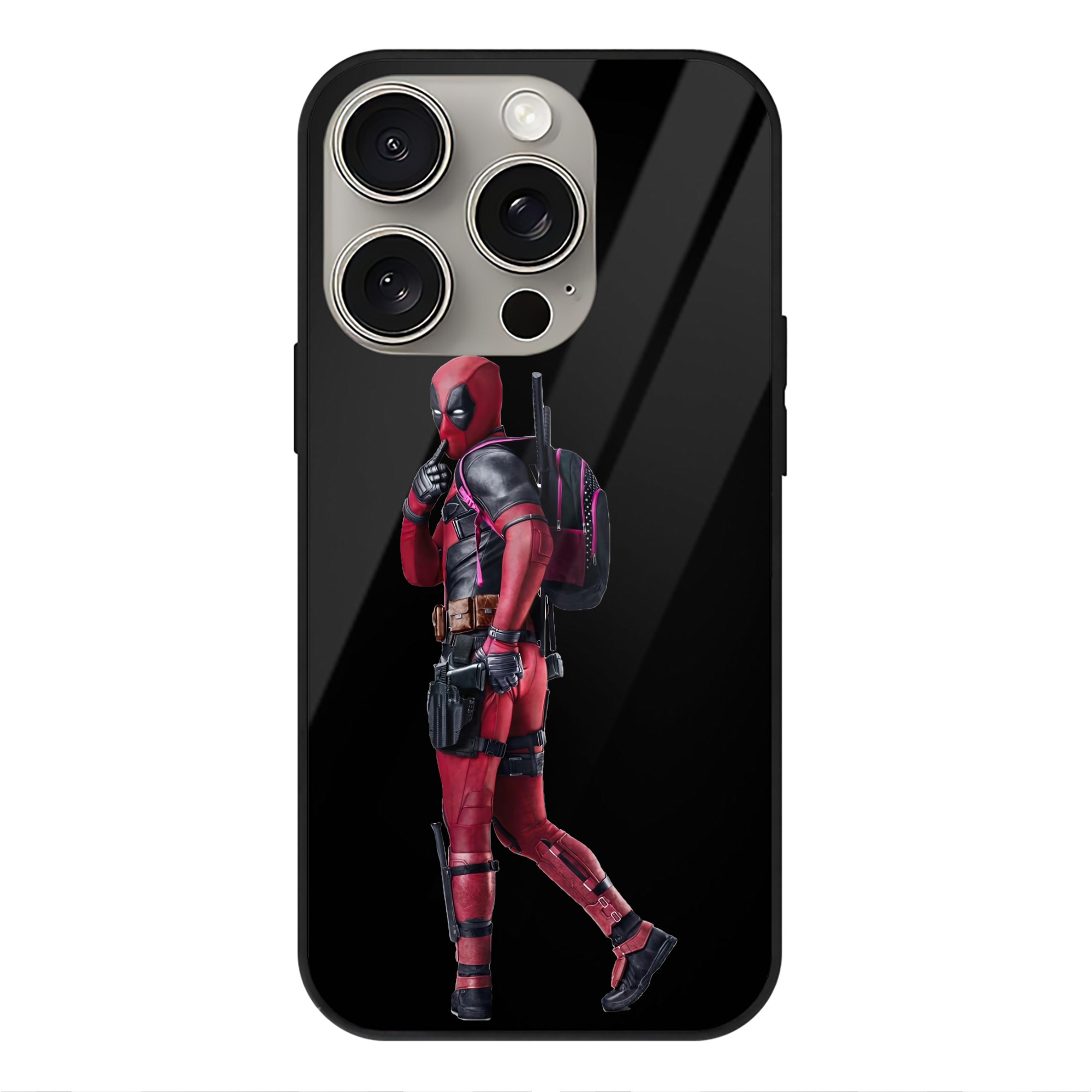 （画像用） Deadpool デッドプール 【iPhone15Pro対応】スマホケース 耐衝撃＆黄変防止 背面ガラス