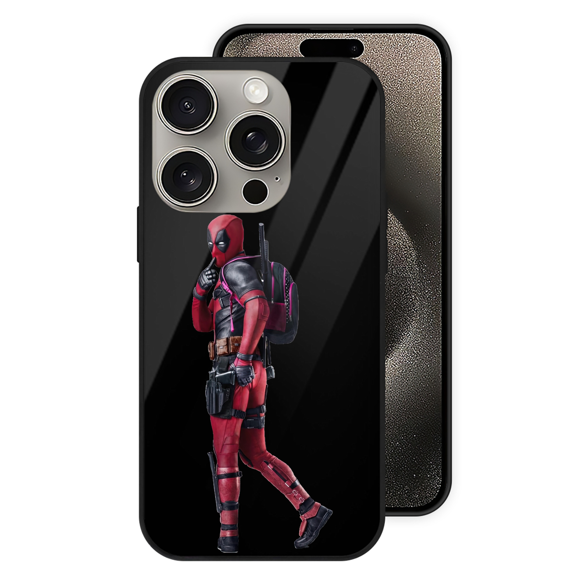 （画像用） Deadpool デッドプール 【iPhone15Pro対応】スマホケース 耐衝撃＆黄変防止 背面ガラス