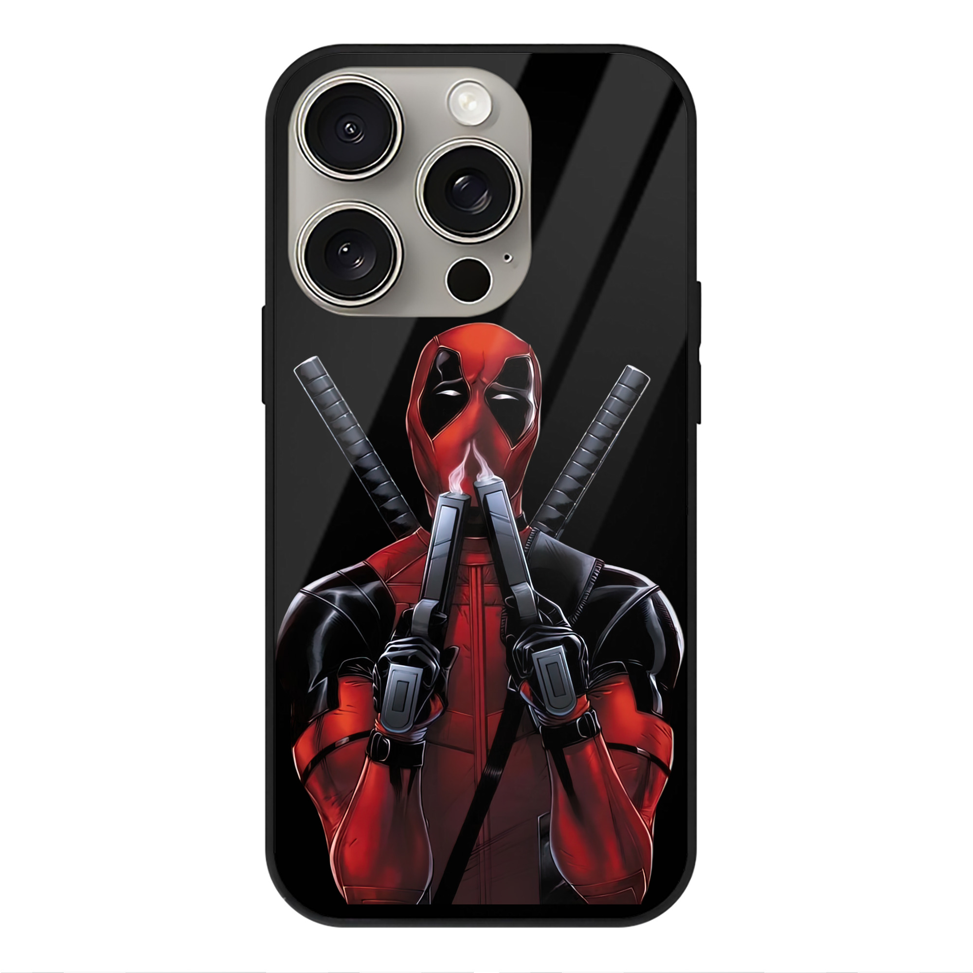 （画像用） Deadpool デッドプール 【iPhone15Pro対応】スマホケース 耐衝撃＆黄変防止 背面ガラス