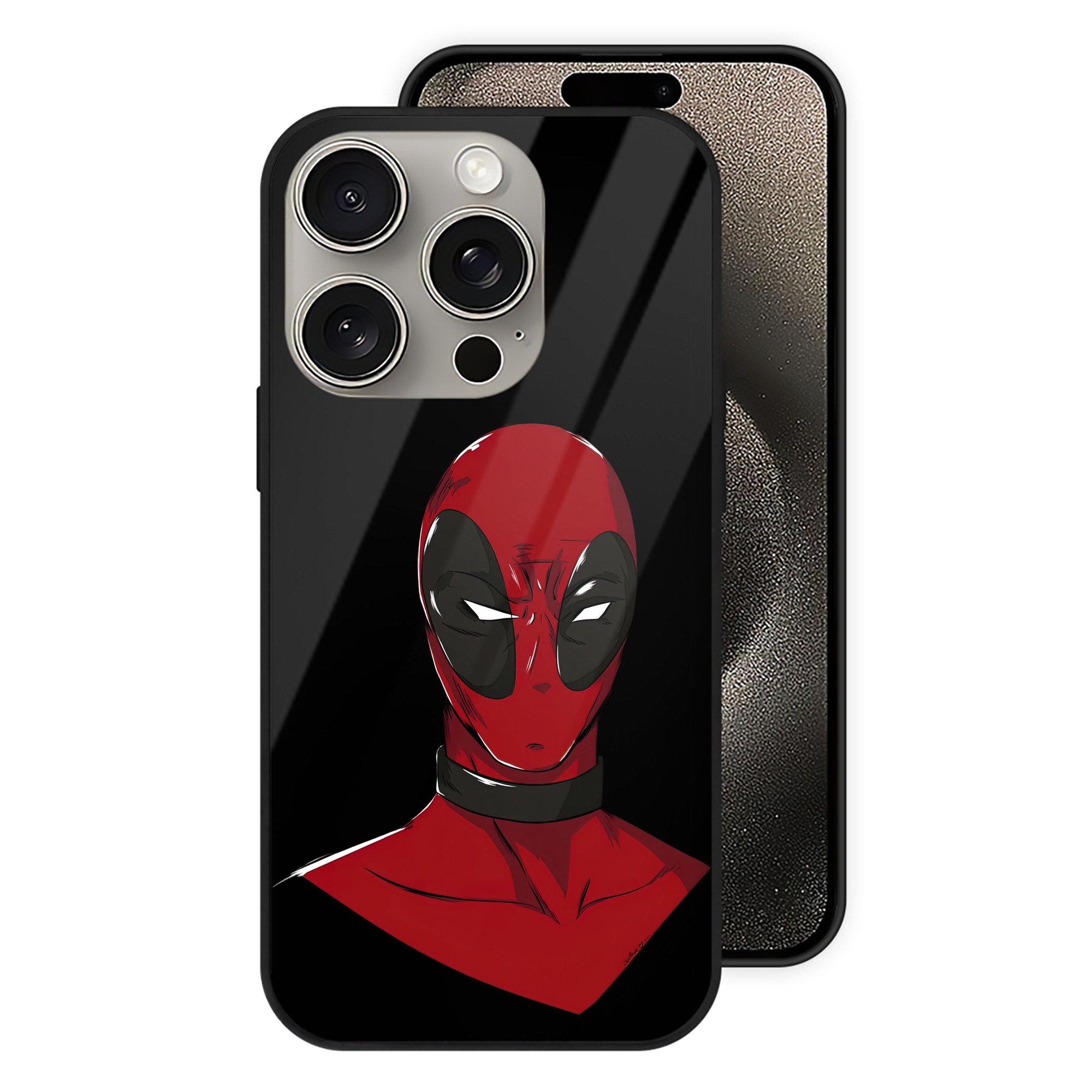 （画像用） Deadpool デッドプール 【iPhone15Pro対応】スマホケース 耐衝撃＆黄変防止 背面ガラス