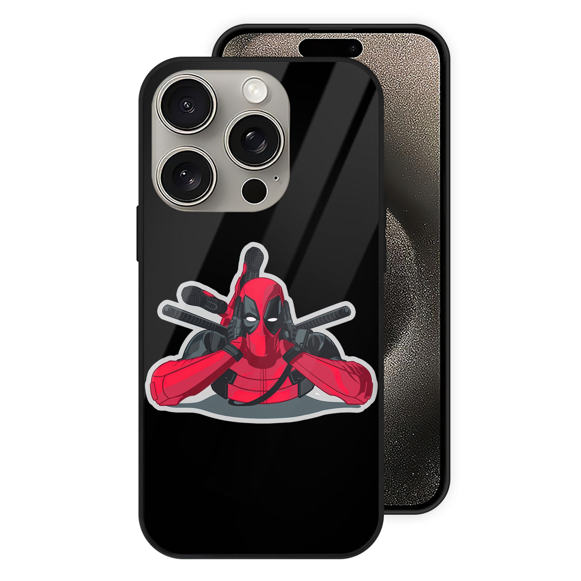 （画像用） Deadpool デッドプール 【iPhone15Pro対応】スマホケース 耐衝撃＆黄変防止 背面ガラス