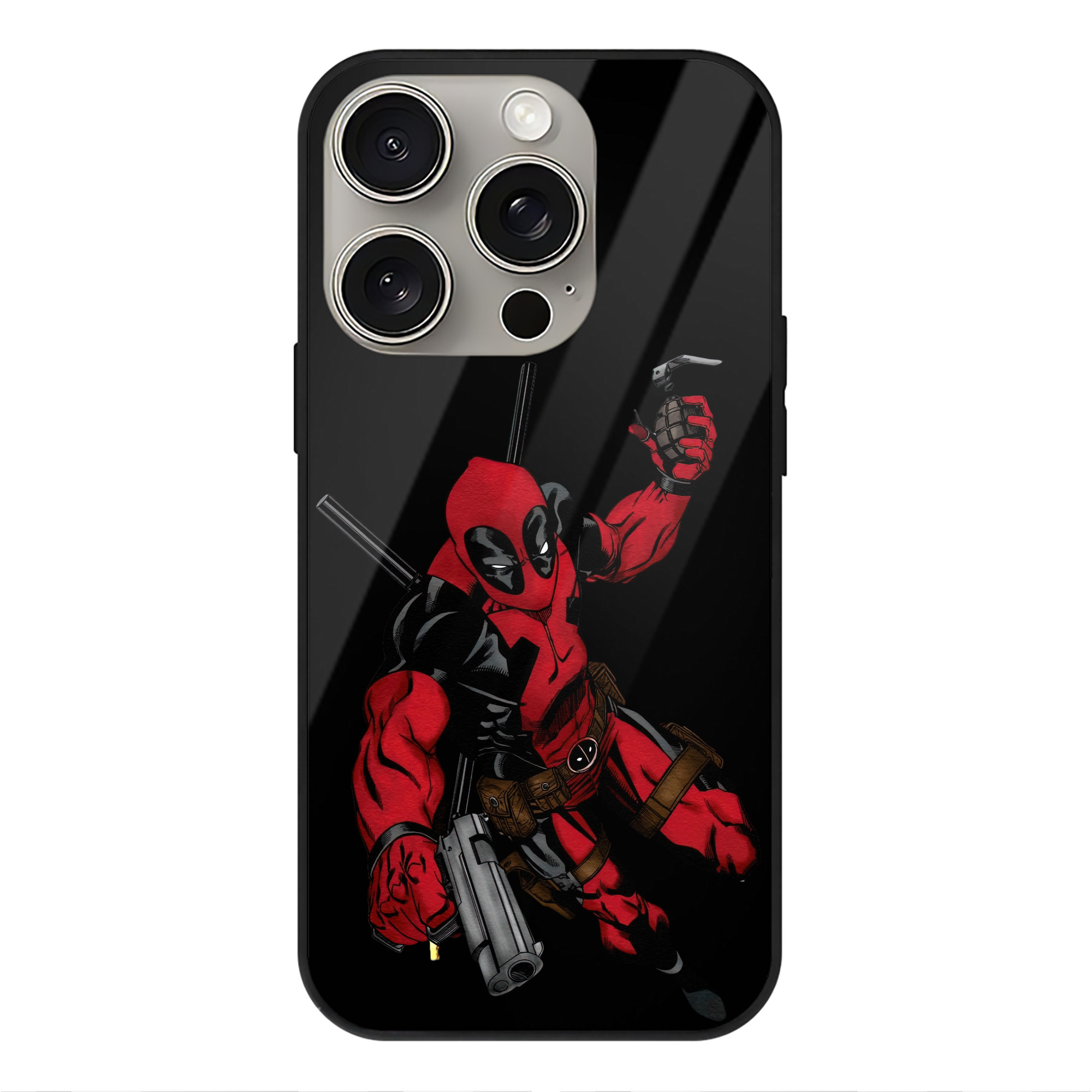 （画像用） Deadpool デッドプール 【iPhone15Pro対応】スマホケース 耐衝撃＆黄変防止 背面ガラス