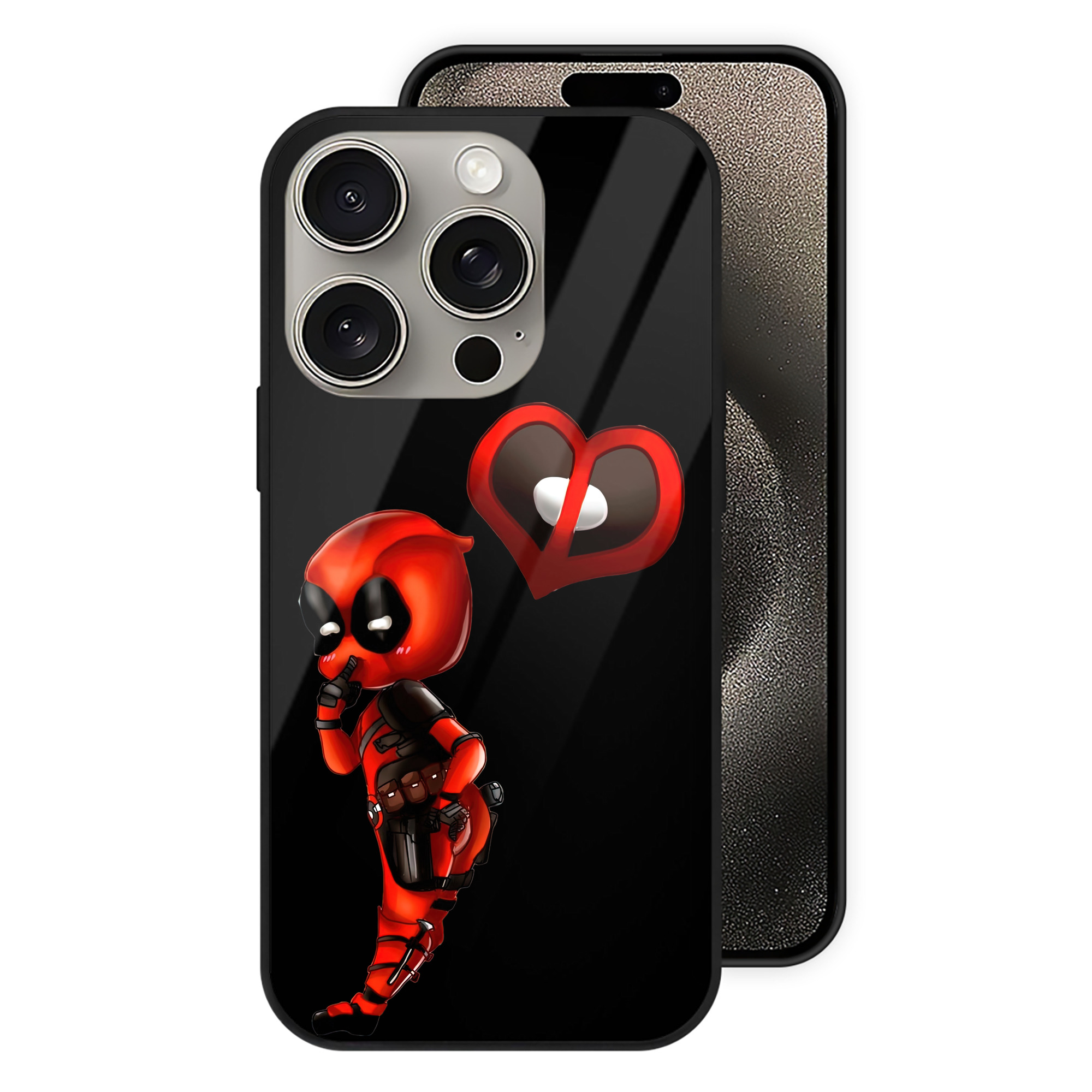 （画像用） Deadpool デッドプール 【iPhone15Pro対応】スマホケース 耐衝撃＆黄変防止 背面ガラス