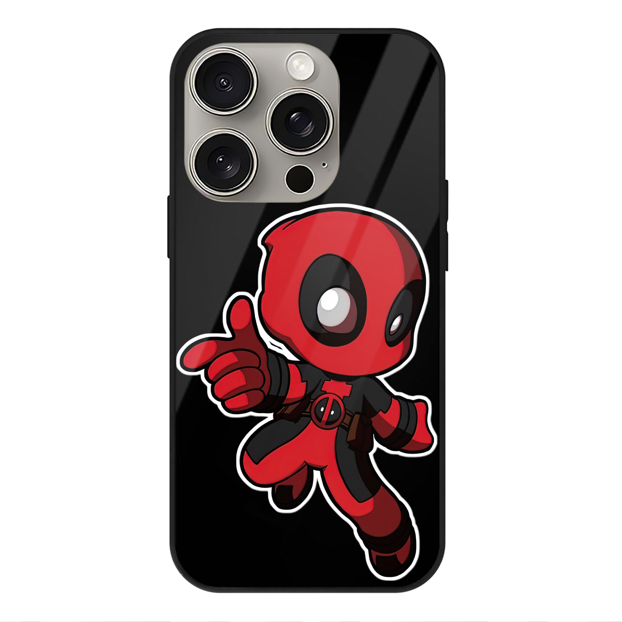 （画像用） Deadpool デッドプール 【iPhone15Pro対応】スマホケース 耐衝撃＆黄変防止 背面ガラス