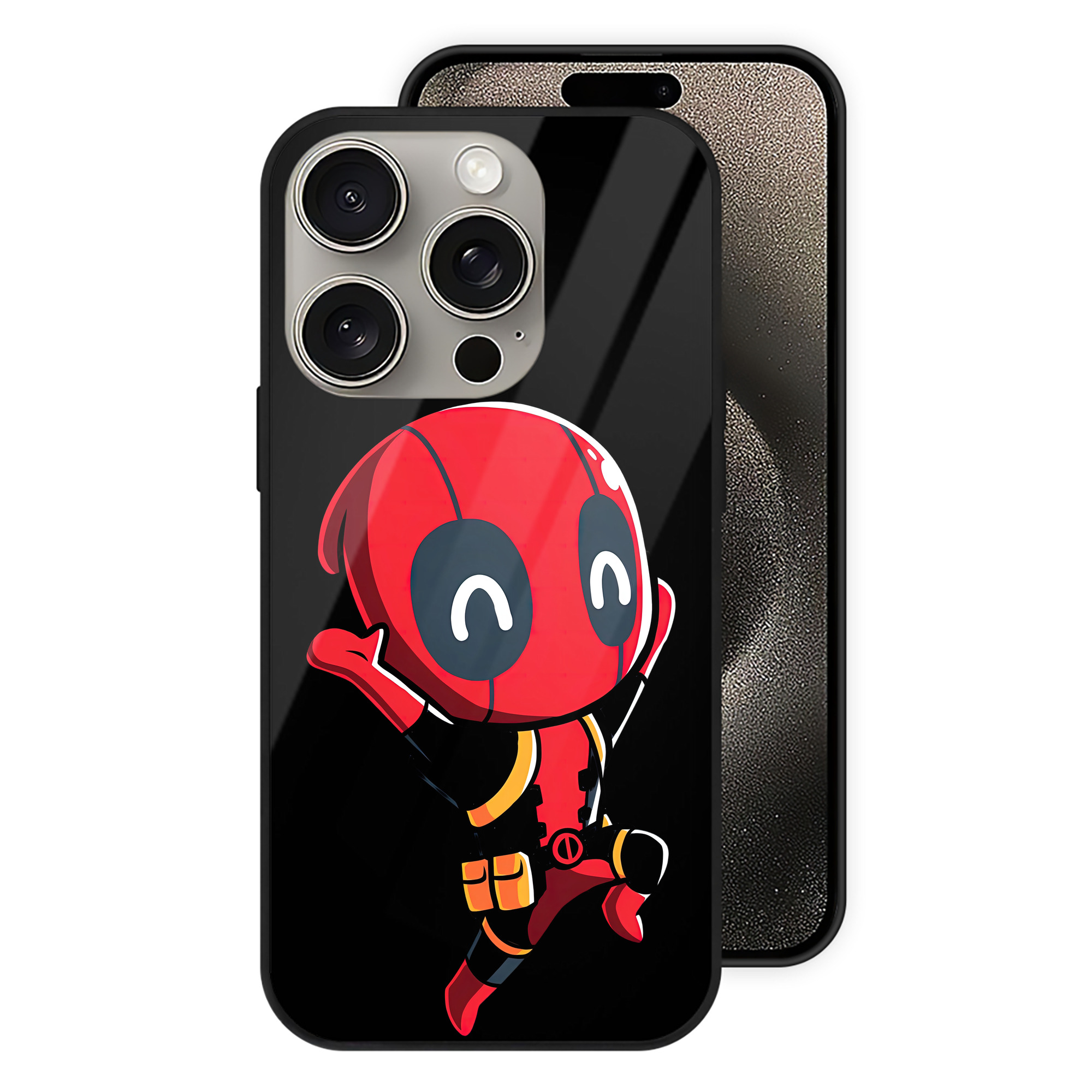 （画像用） Deadpool デッドプール 【iPhone15Pro対応】スマホケース 耐衝撃＆黄変防止 背面ガラス