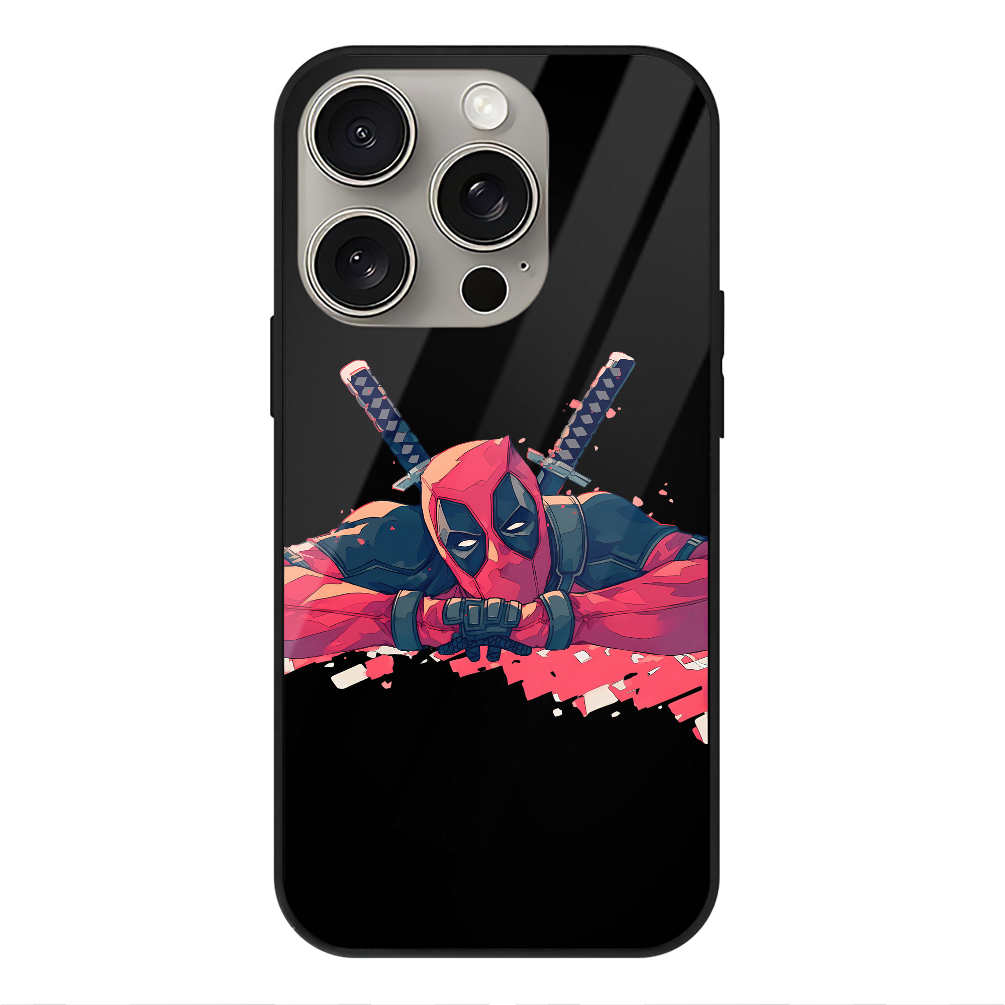 （画像用） Deadpool デッドプール 【iPhone15Pro対応】スマホケース 耐衝撃＆黄変防止 背面ガラス