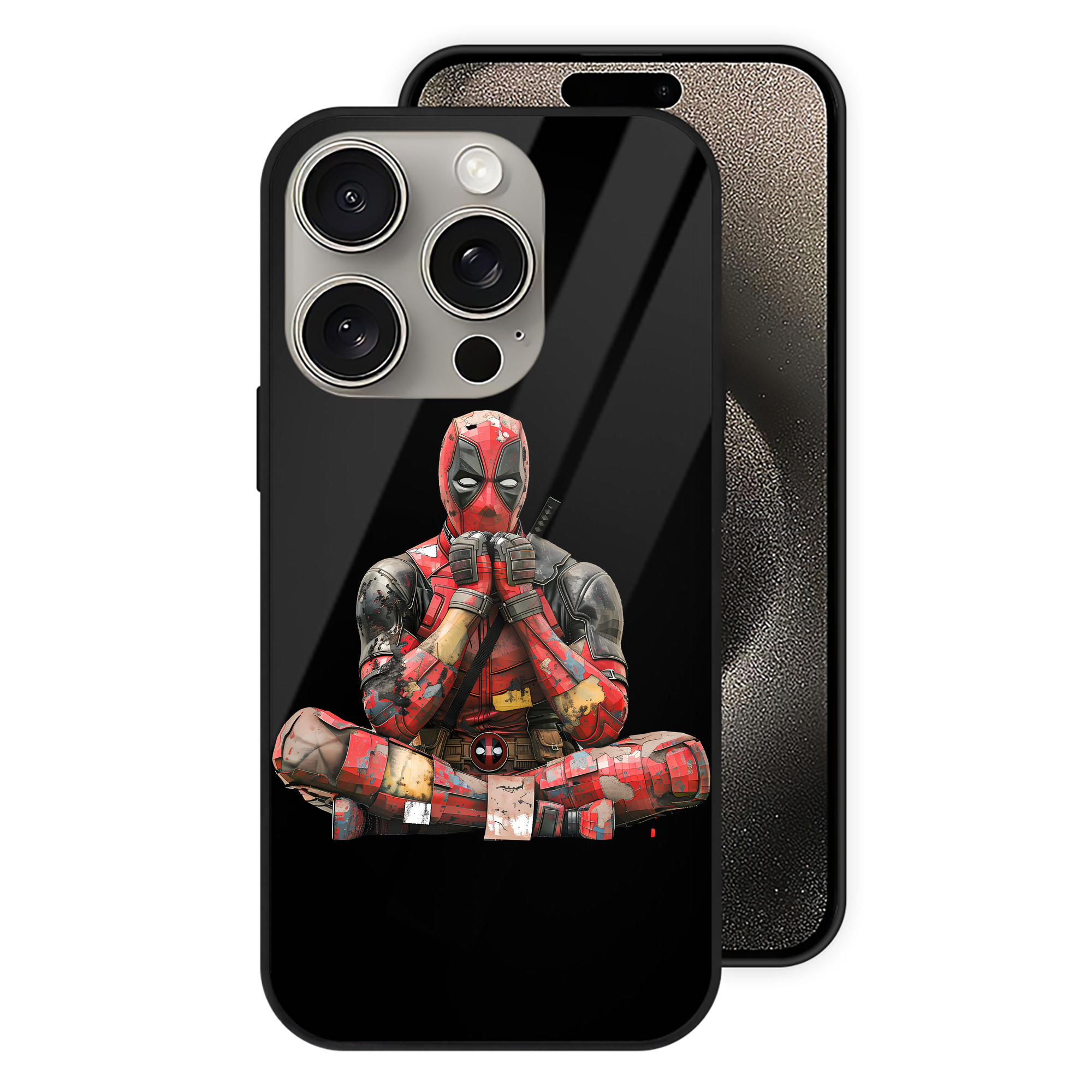 （画像用） Deadpool デッドプール 【iPhone15Pro対応】スマホケース 耐衝撃＆黄変防止 背面ガラス
