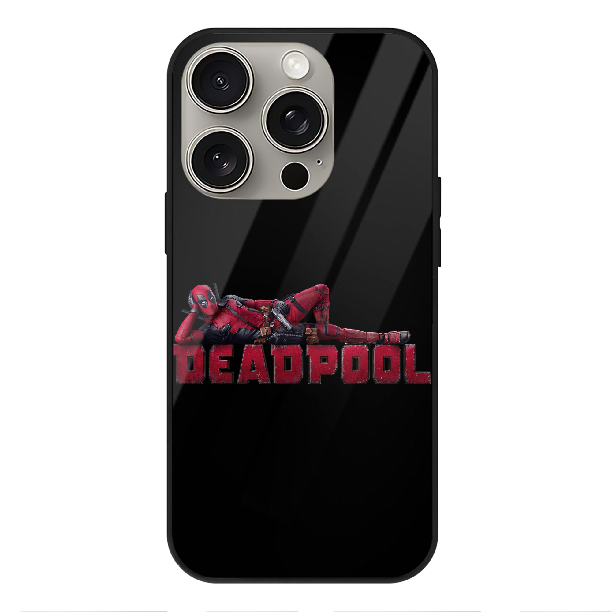（画像用） Deadpool デッドプール 【iPhone15Pro対応】スマホケース 耐衝撃＆黄変防止 背面ガラス