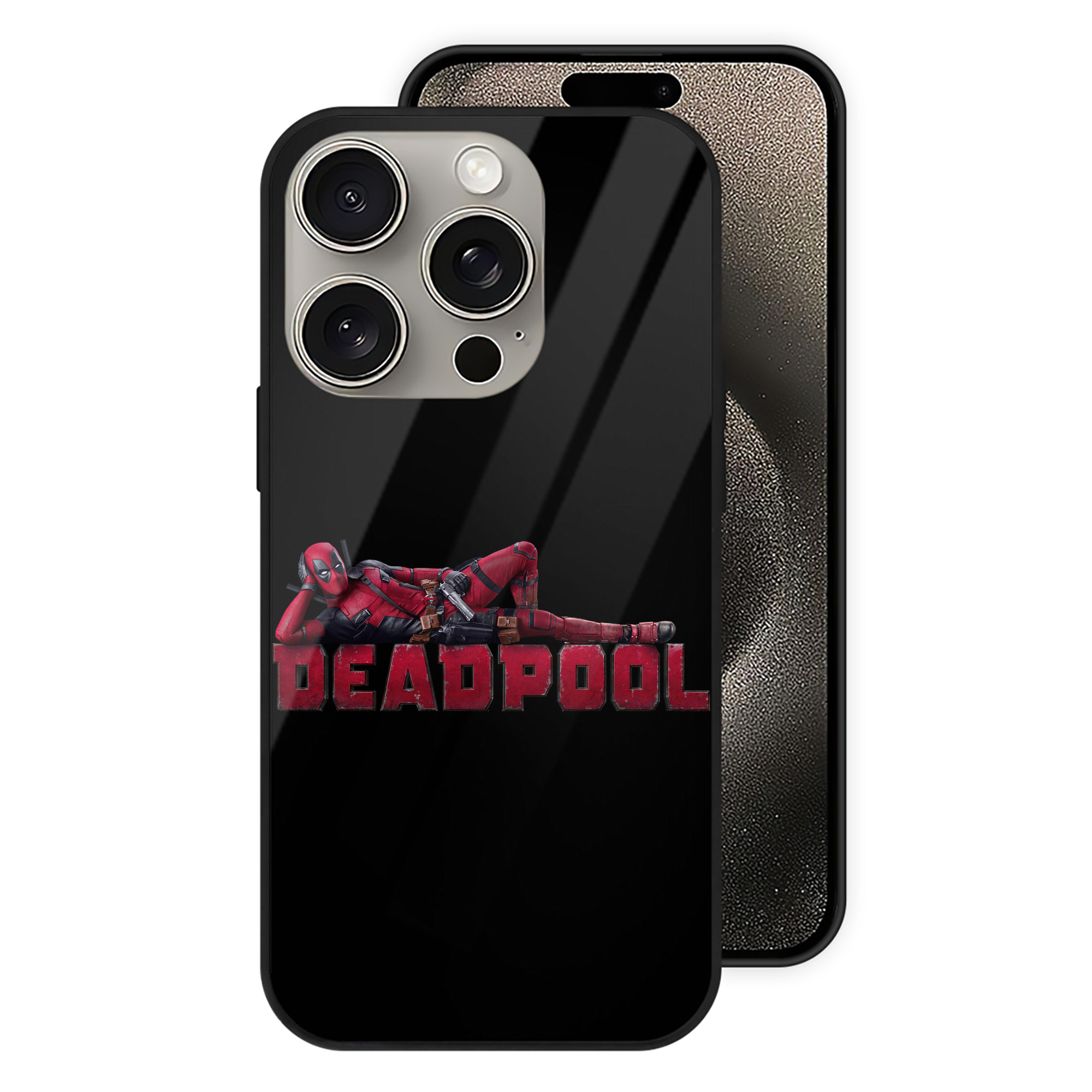 （画像用） Deadpool デッドプール 【iPhone15Pro対応】スマホケース 耐衝撃＆黄変防止 背面ガラス