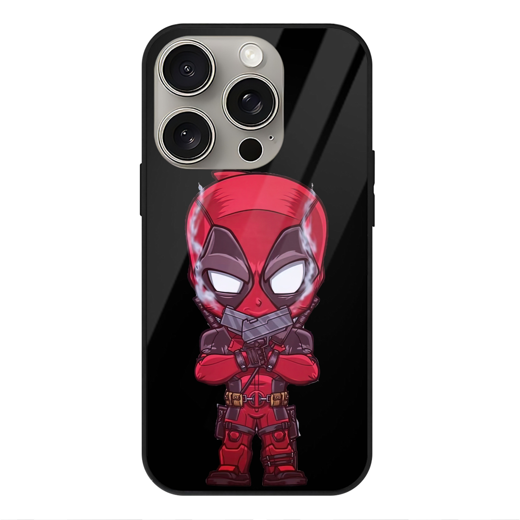（画像用） Deadpool デッドプール 【iPhone15Pro対応】スマホケース 耐衝撃＆黄変防止 背面ガラス