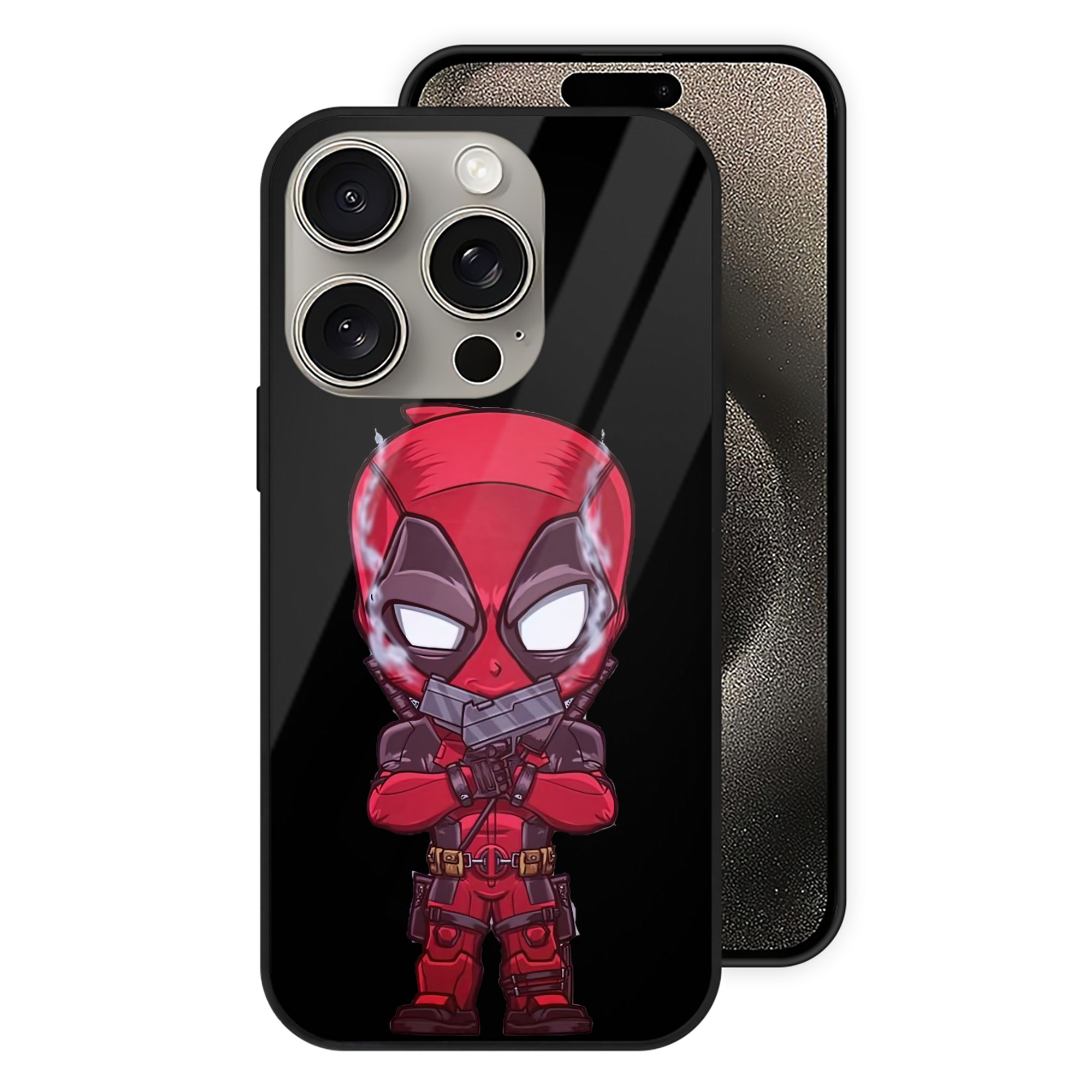 （画像用） Deadpool デッドプール 【iPhone15Pro対応】スマホケース 耐衝撃＆黄変防止 背面ガラス