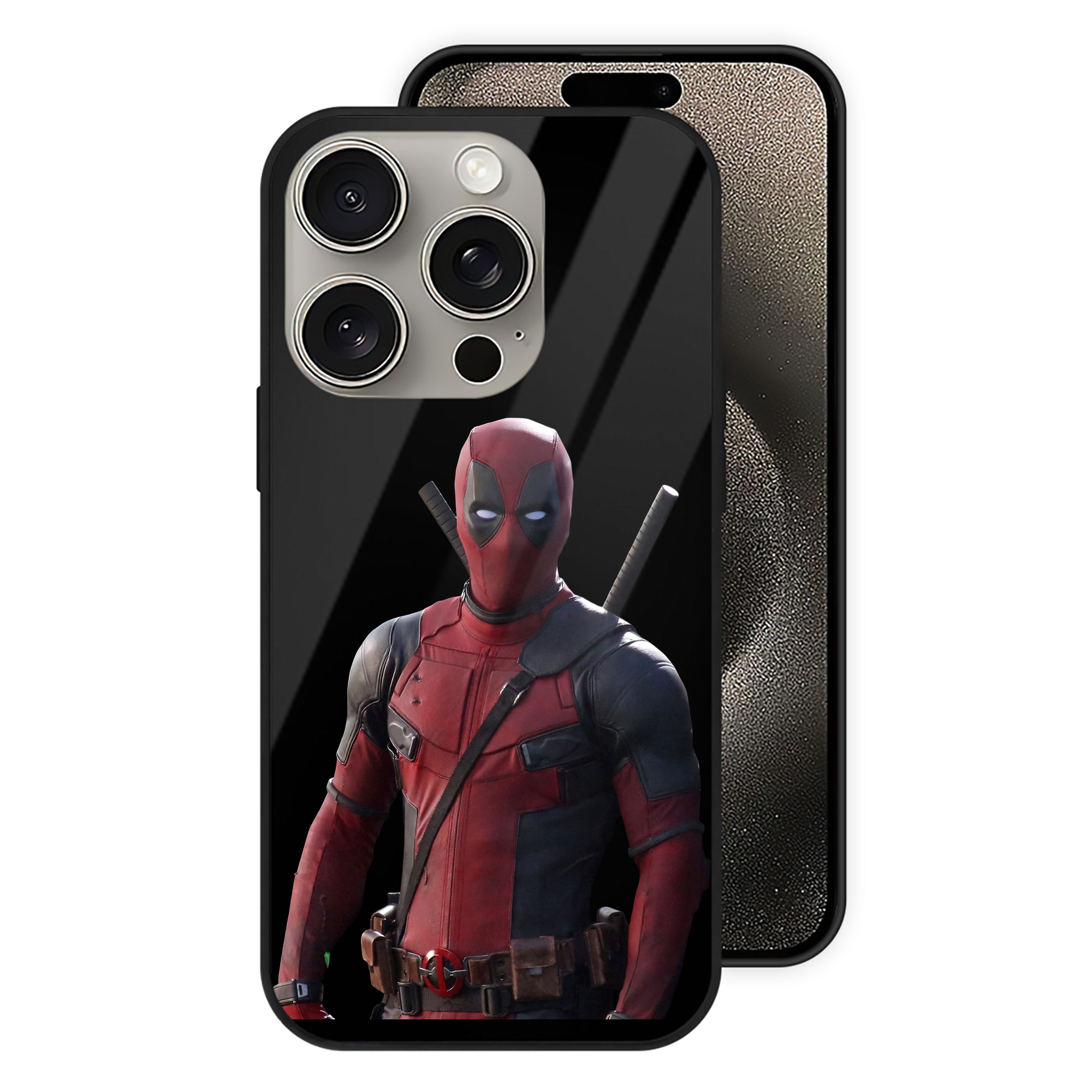 （画像用） Deadpool デッドプール 【iPhone15Pro対応】スマホケース 耐衝撃＆黄変防止 背面ガラス