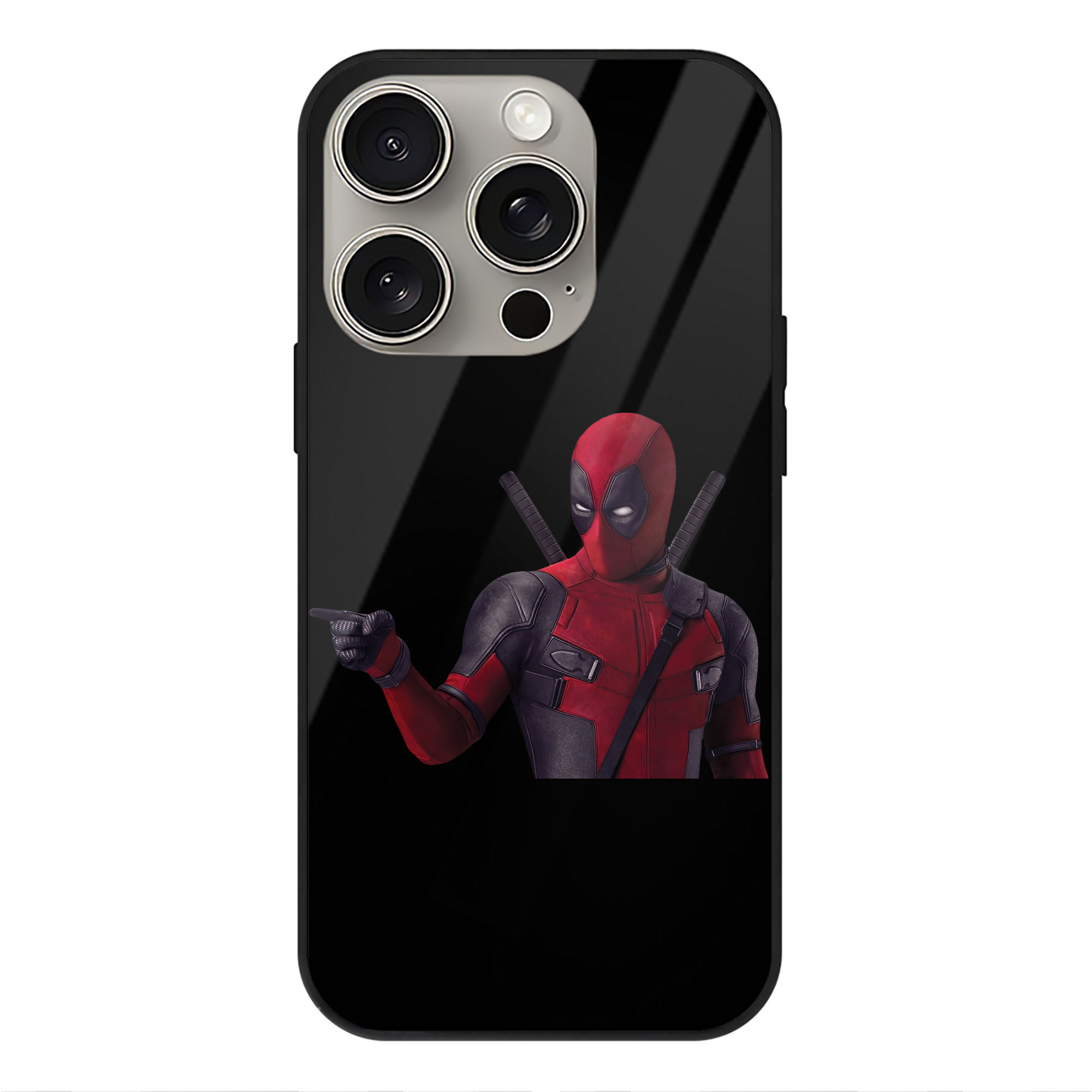 （画像用） Deadpool デッドプール 【iPhone15Pro対応】スマホケース 耐衝撃＆黄変防止 背面ガラス
