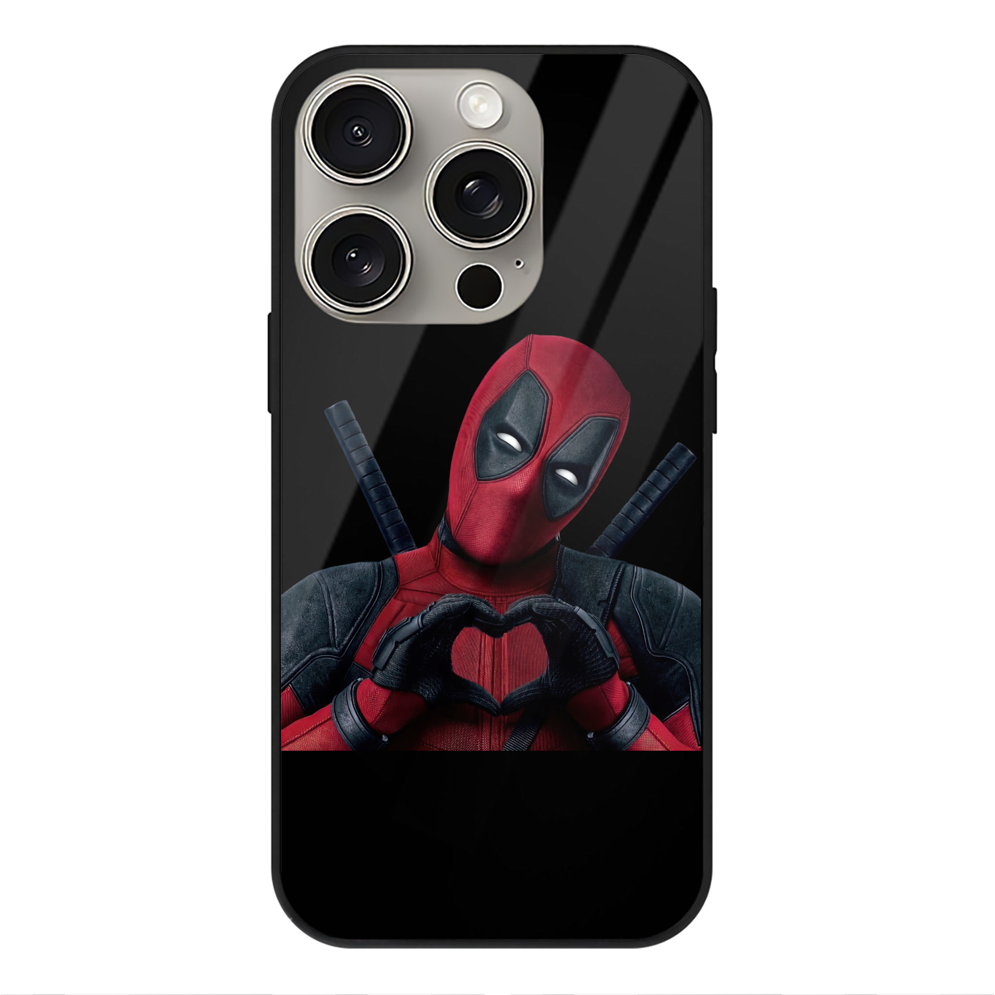 （画像用） Deadpool デッドプール 【iPhone15Pro対応】スマホケース 耐衝撃＆黄変防止 背面ガラス