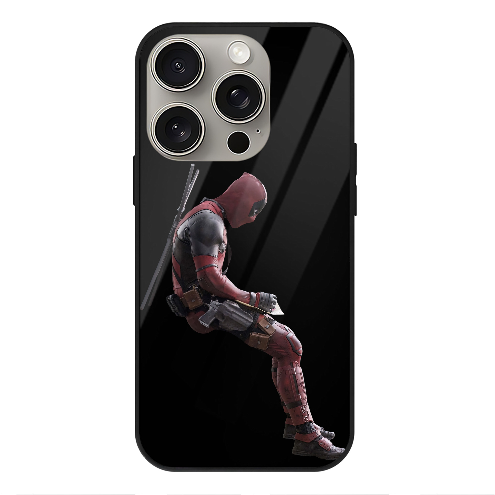 （画像用） Deadpool デッドプール 【iPhone15Pro対応】スマホケース 耐衝撃＆黄変防止 背面ガラス