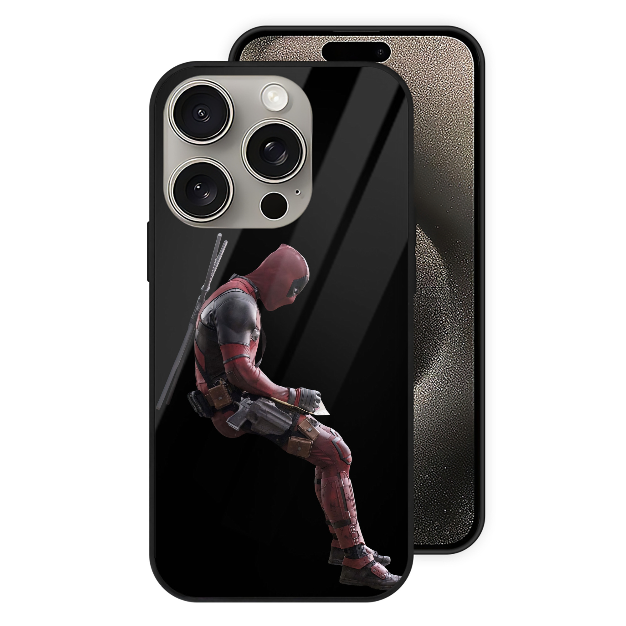 （画像用） Deadpool デッドプール 【iPhone15Pro対応】スマホケース 耐衝撃＆黄変防止 背面ガラス