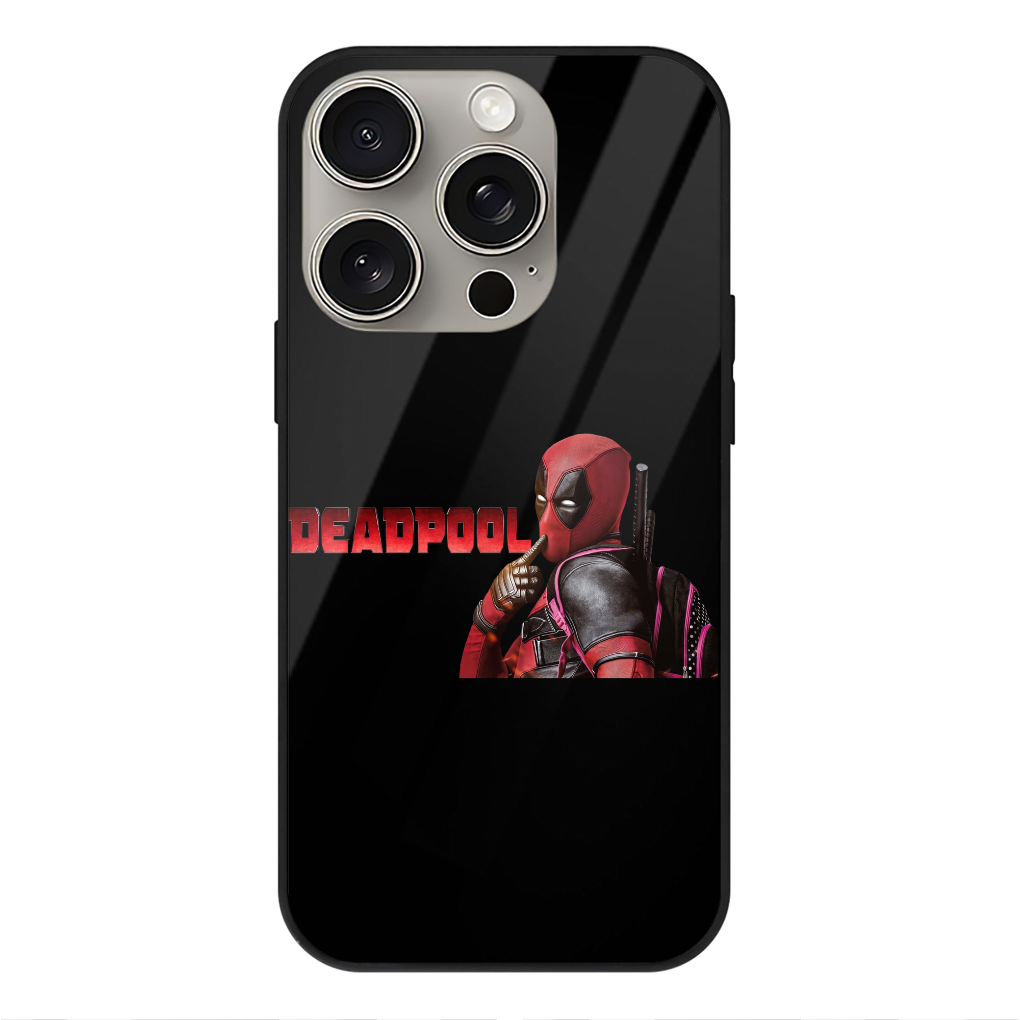 （画像用） Deadpool デッドプール 【iPhone15Pro対応】スマホケース 耐衝撃＆黄変防止 背面ガラス